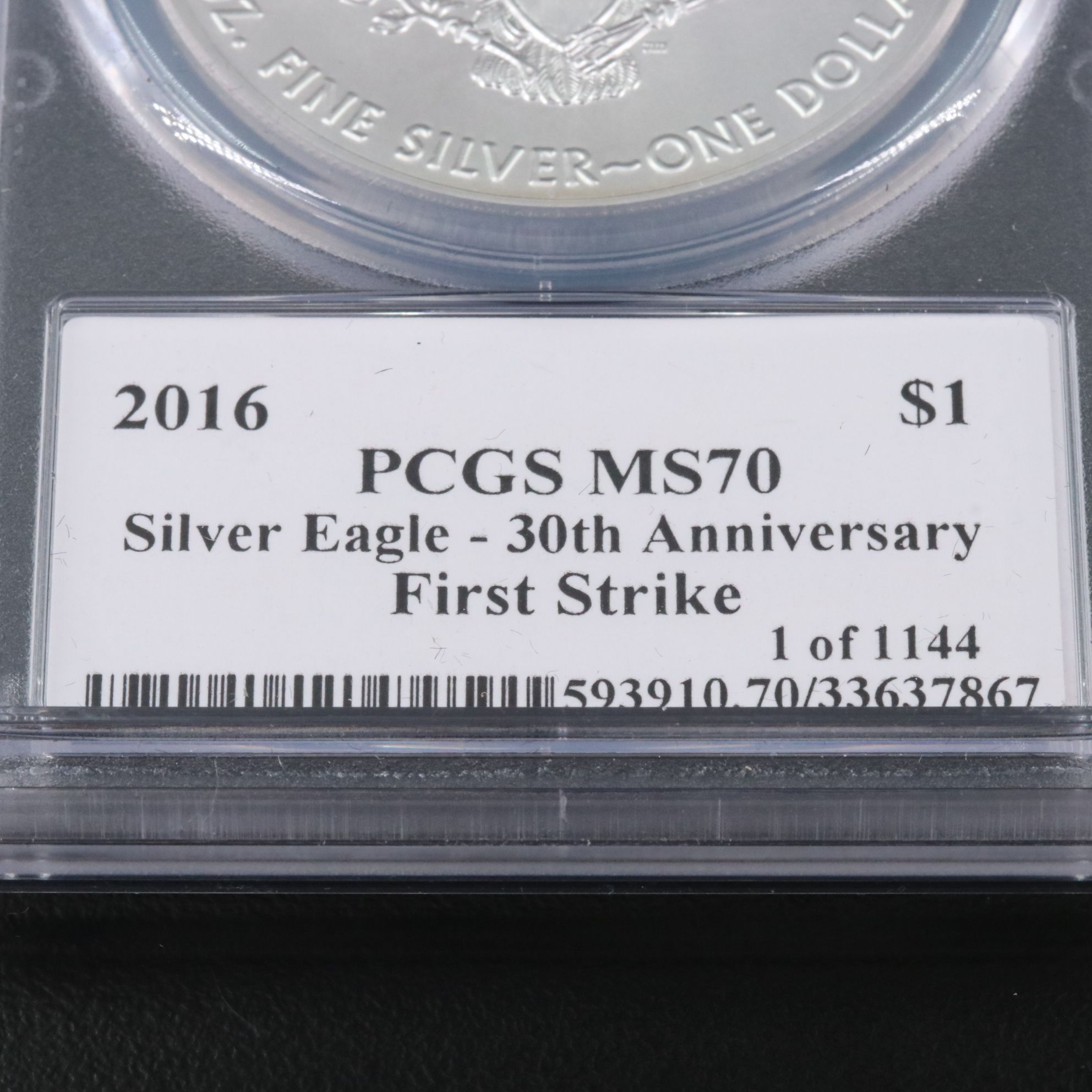 PCGS Graded MS70 2016 $1 American Silver Eagle Signed by Moy