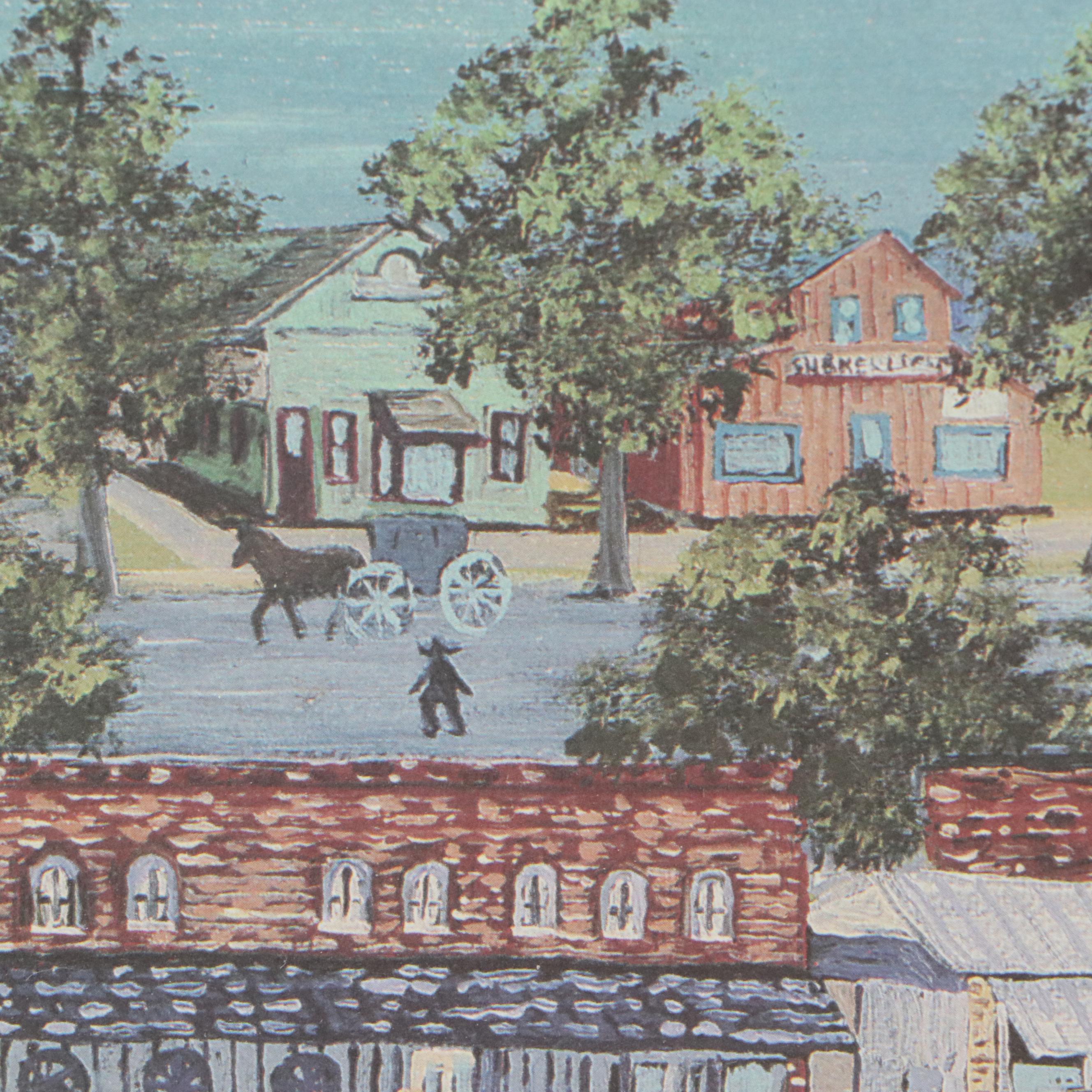 Maxine Lain Offset Lithograph "Shipshewana Indiana"