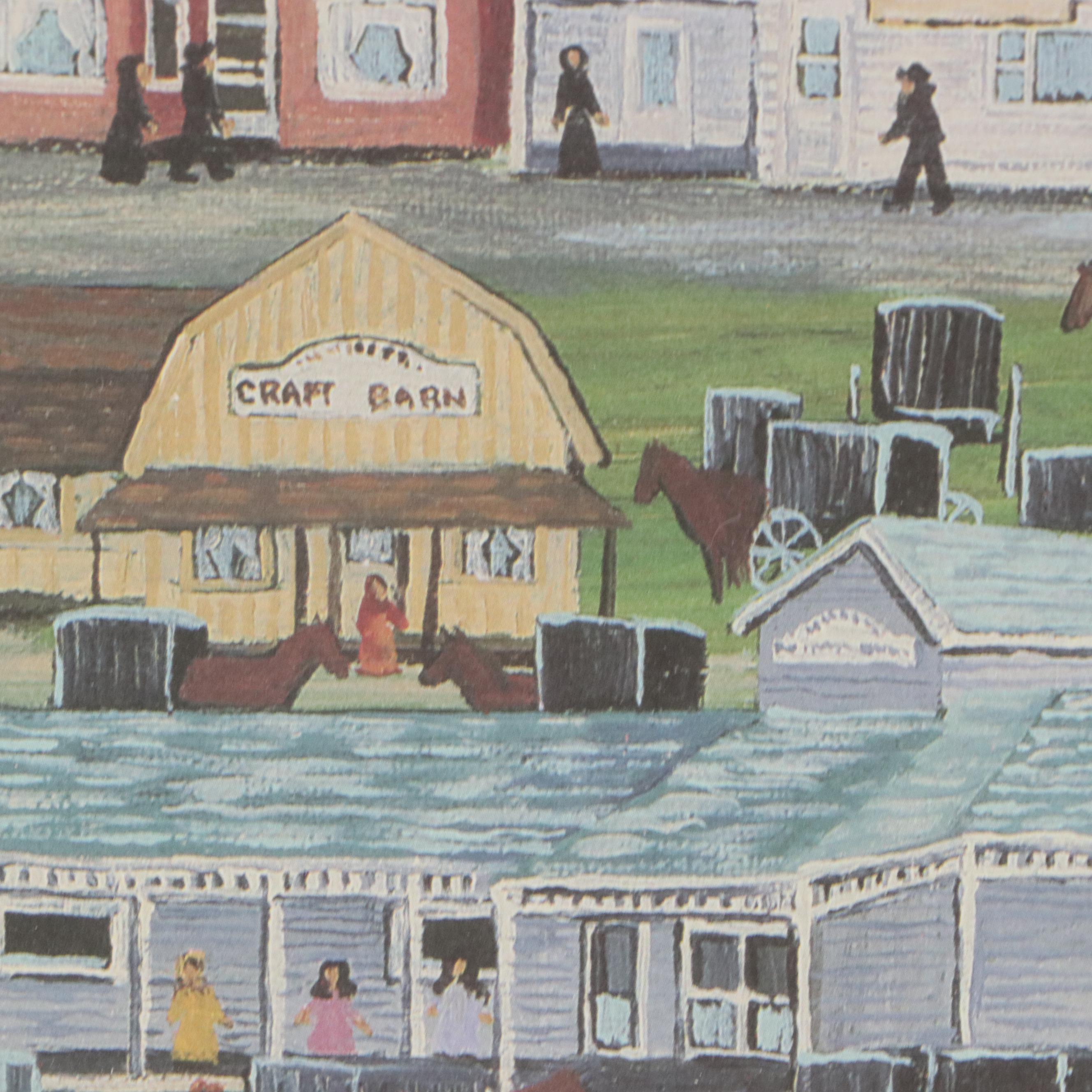 Maxine Lain Offset Lithograph "Shipshewana Indiana"