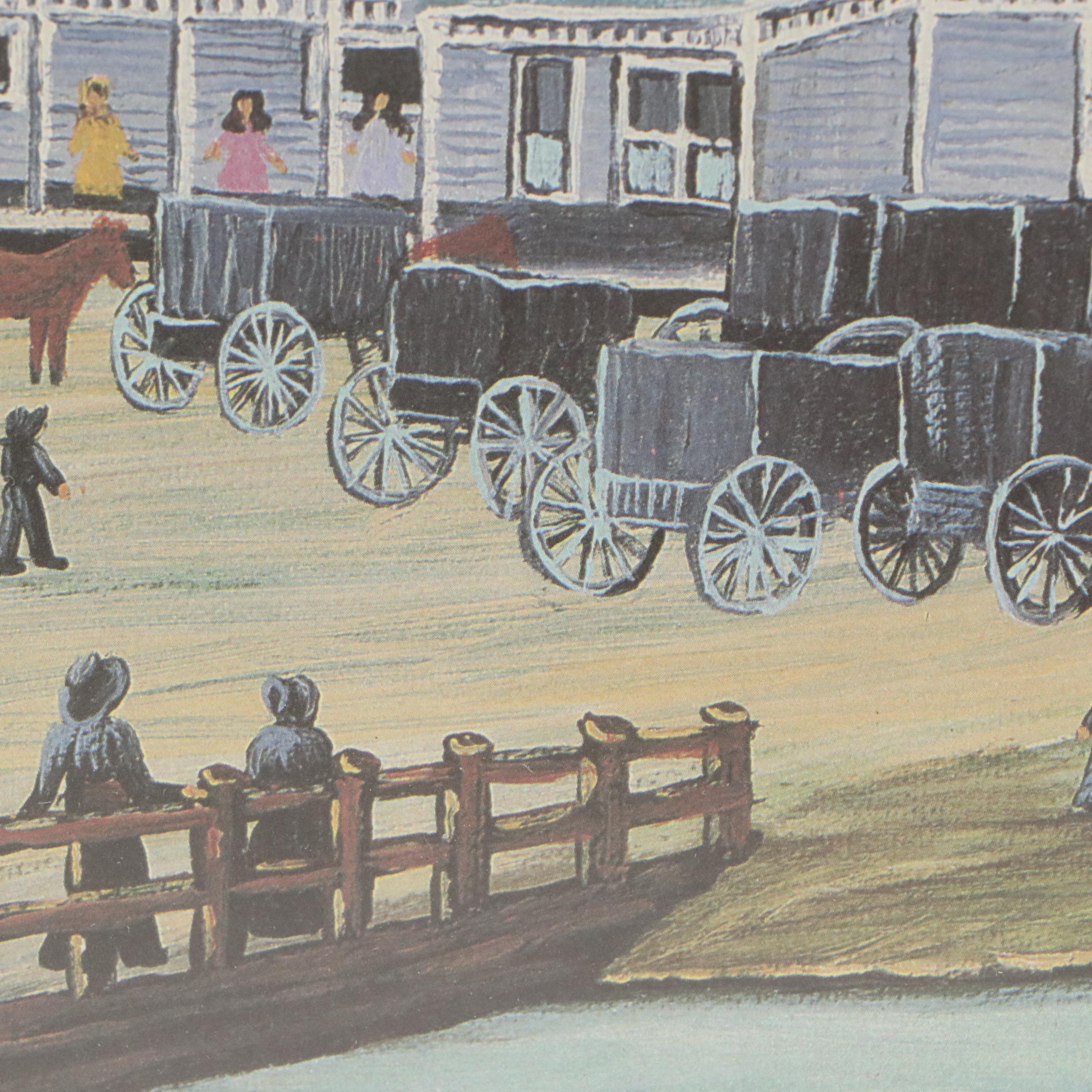 Maxine Lain Offset Lithograph "Shipshewana Indiana"