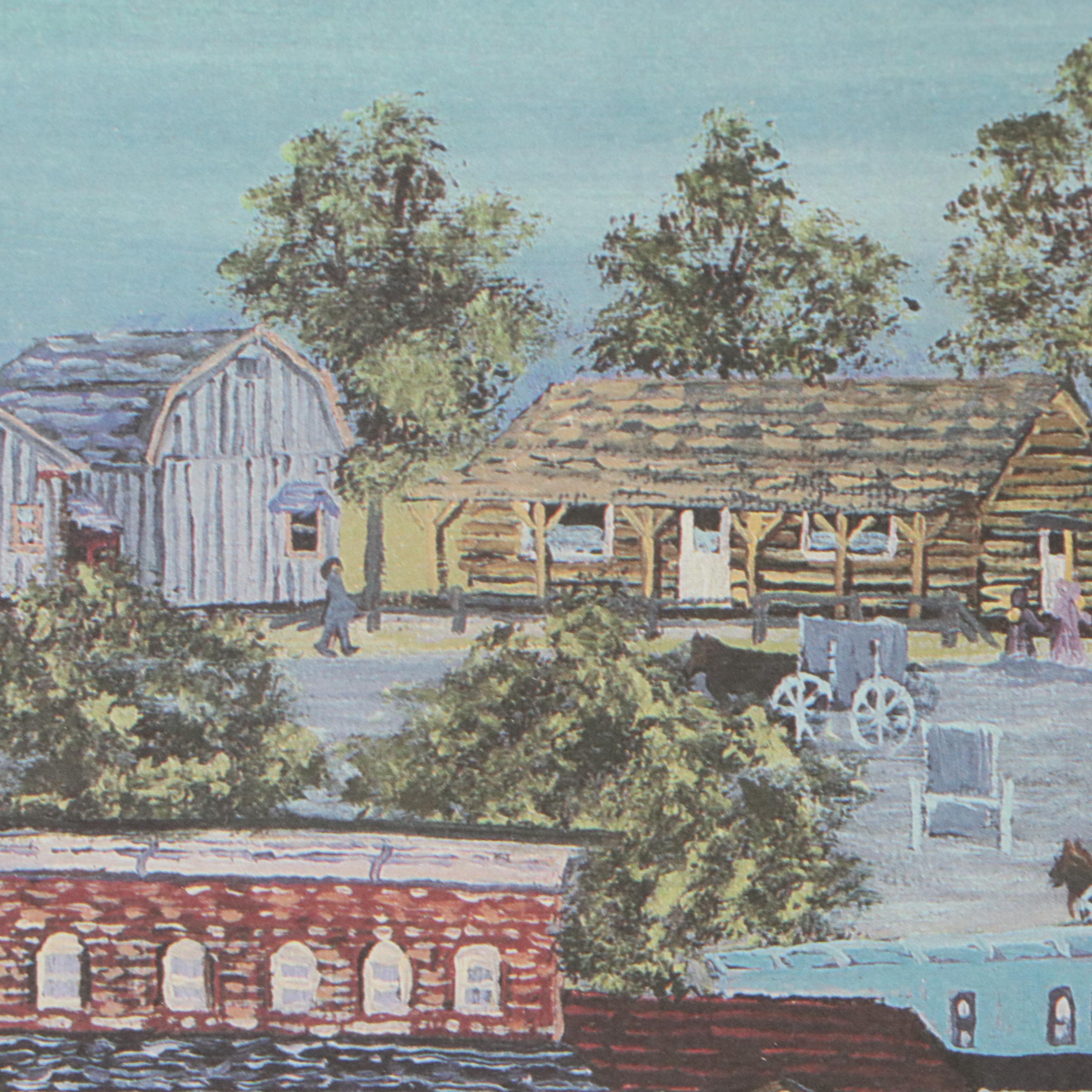 Maxine Lain Offset Lithograph "Shipshewana Indiana"