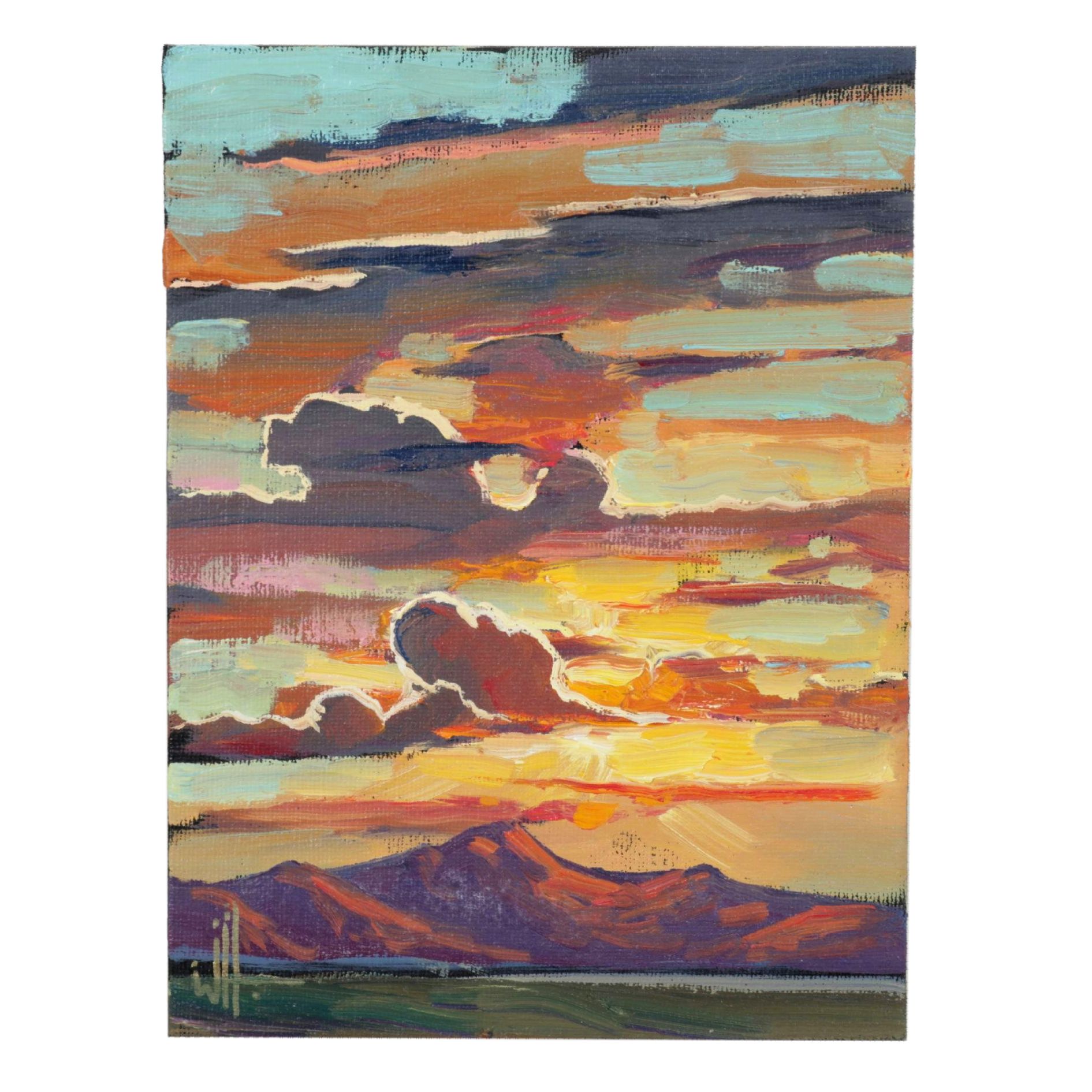 William Hawkins Impressionist Mountain Landscape Oil Painting