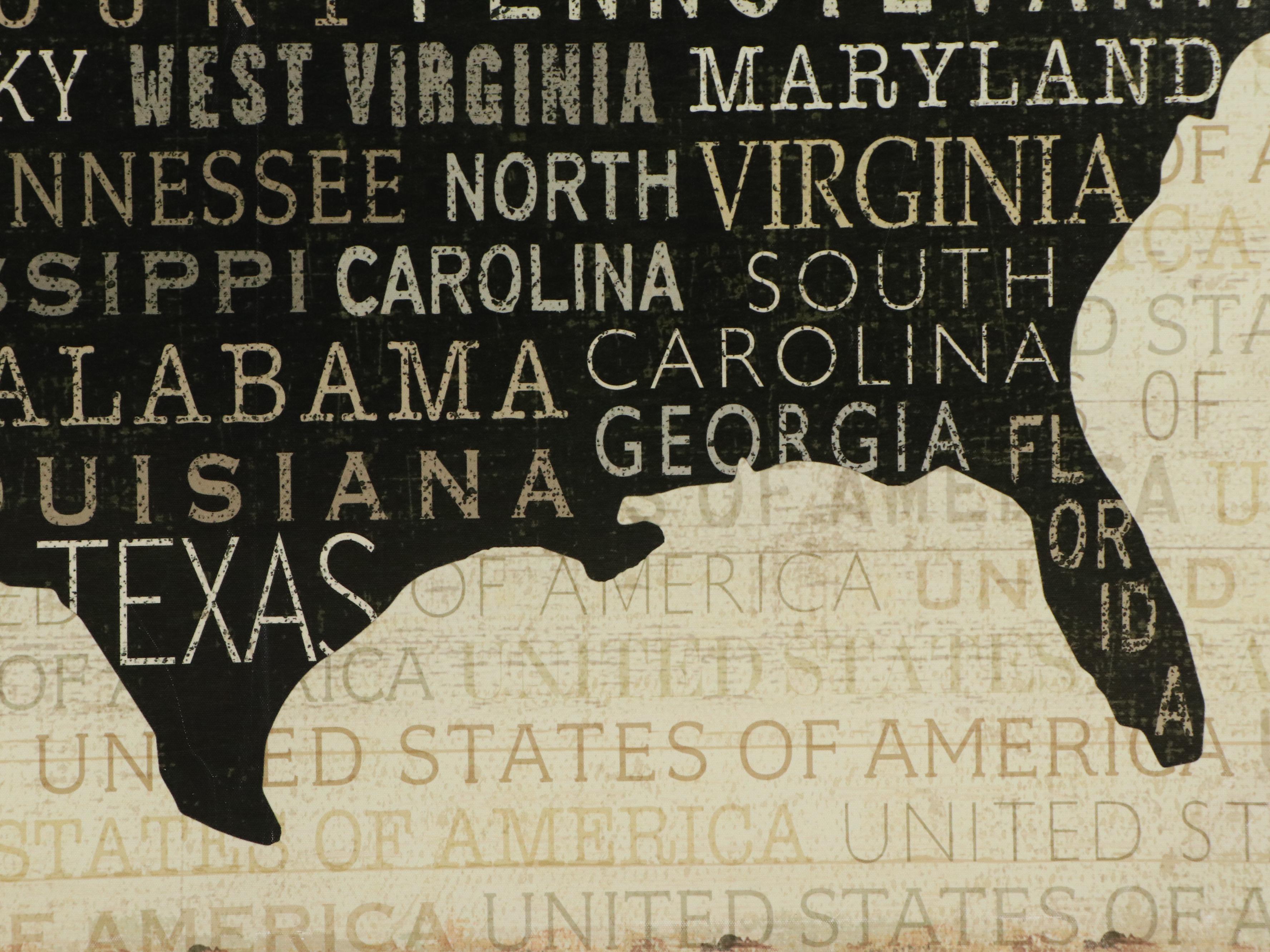 Pela Studios Giclée of United States with Typography, 21st Century