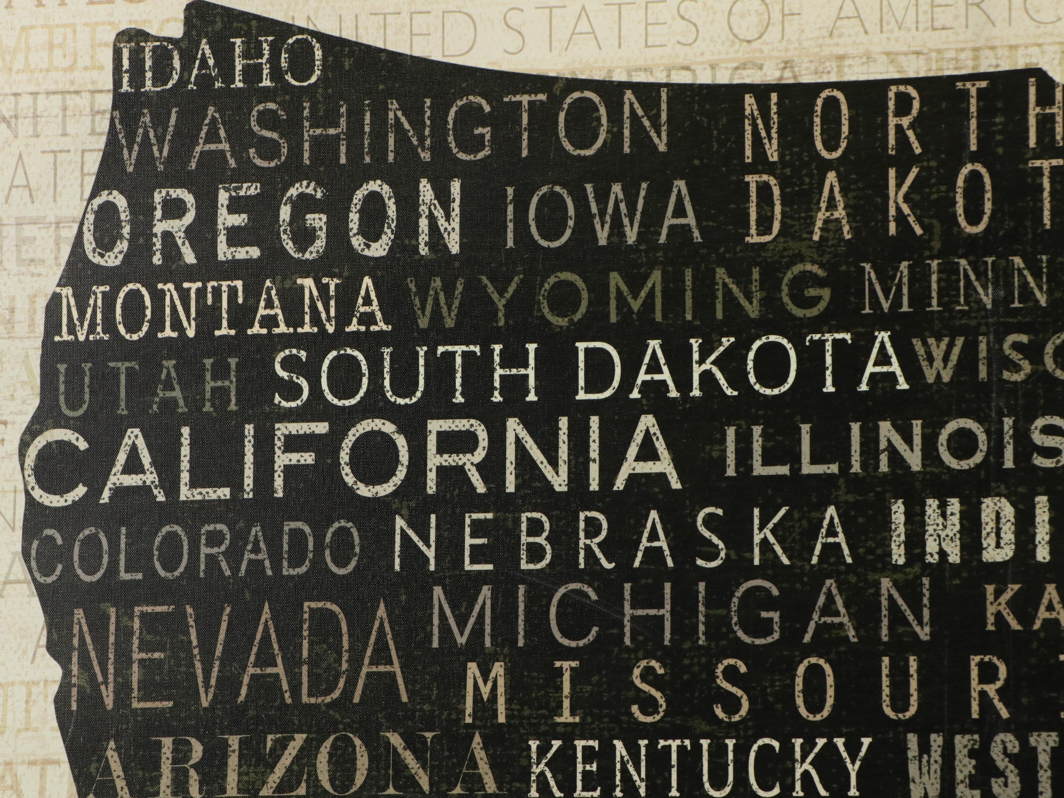 Pela Studios Giclée of United States with Typography, 21st Century