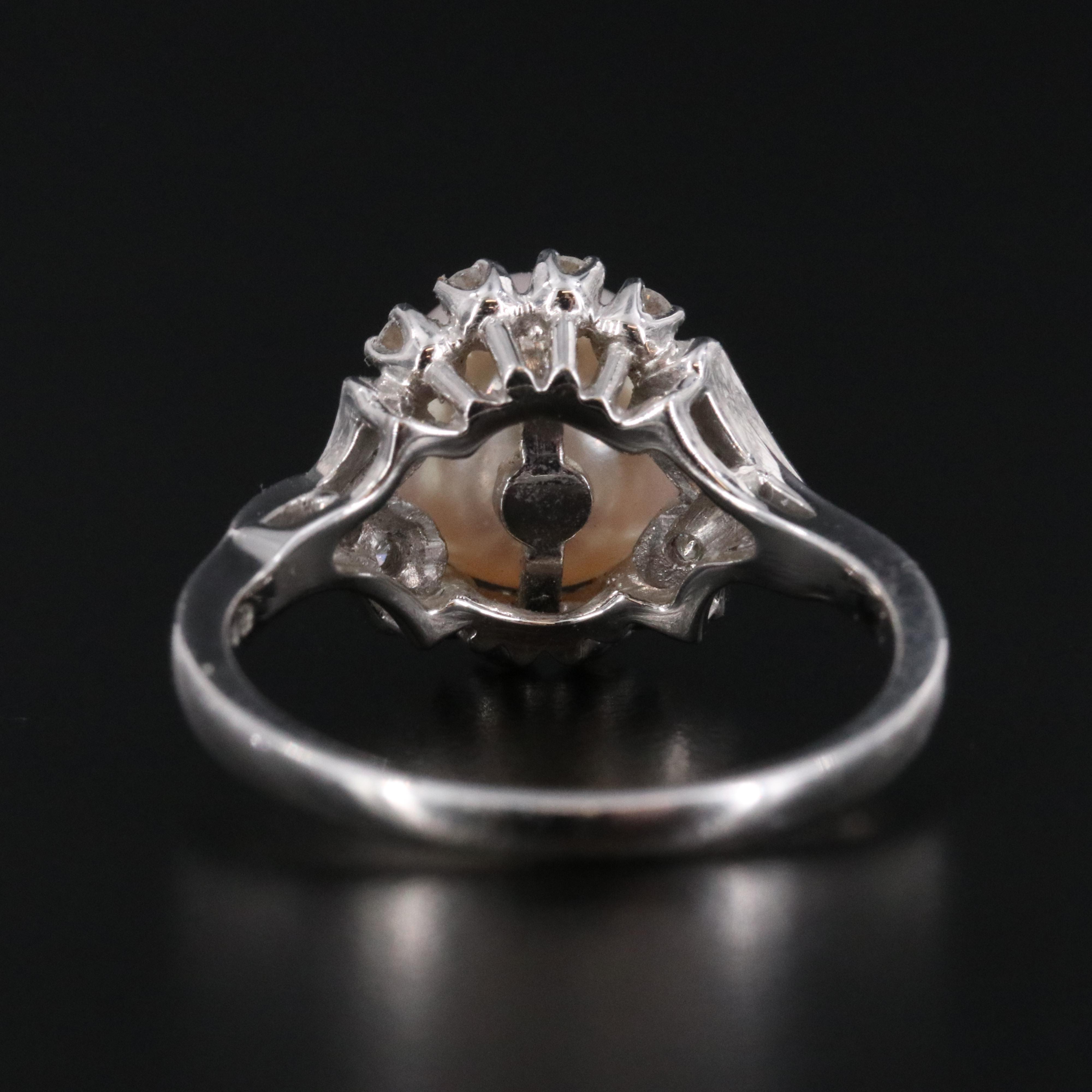 Mikimoto Platinum Pearl 0.25 CTW Diamond Halo Ring