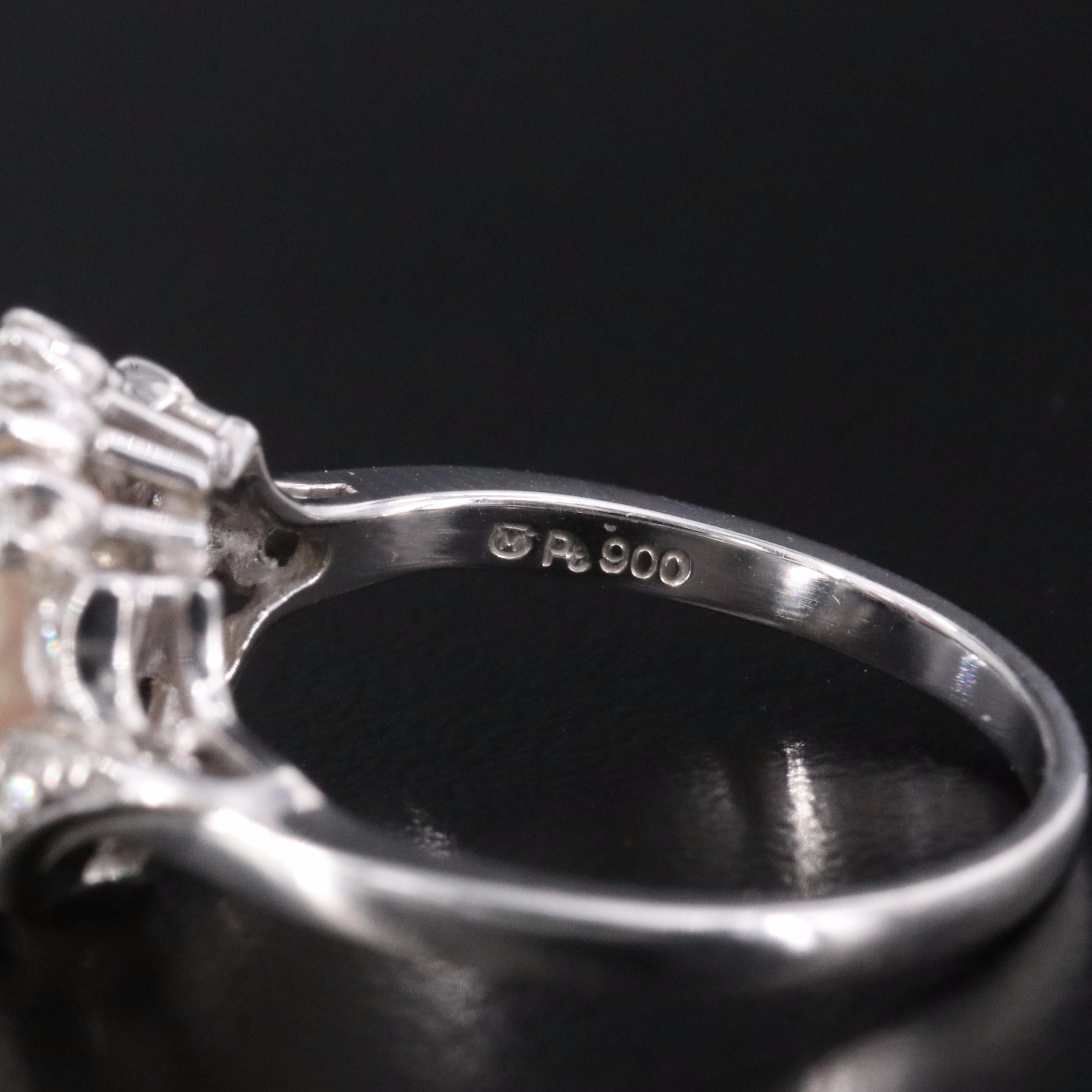 Mikimoto Platinum Pearl 0.25 CTW Diamond Halo Ring