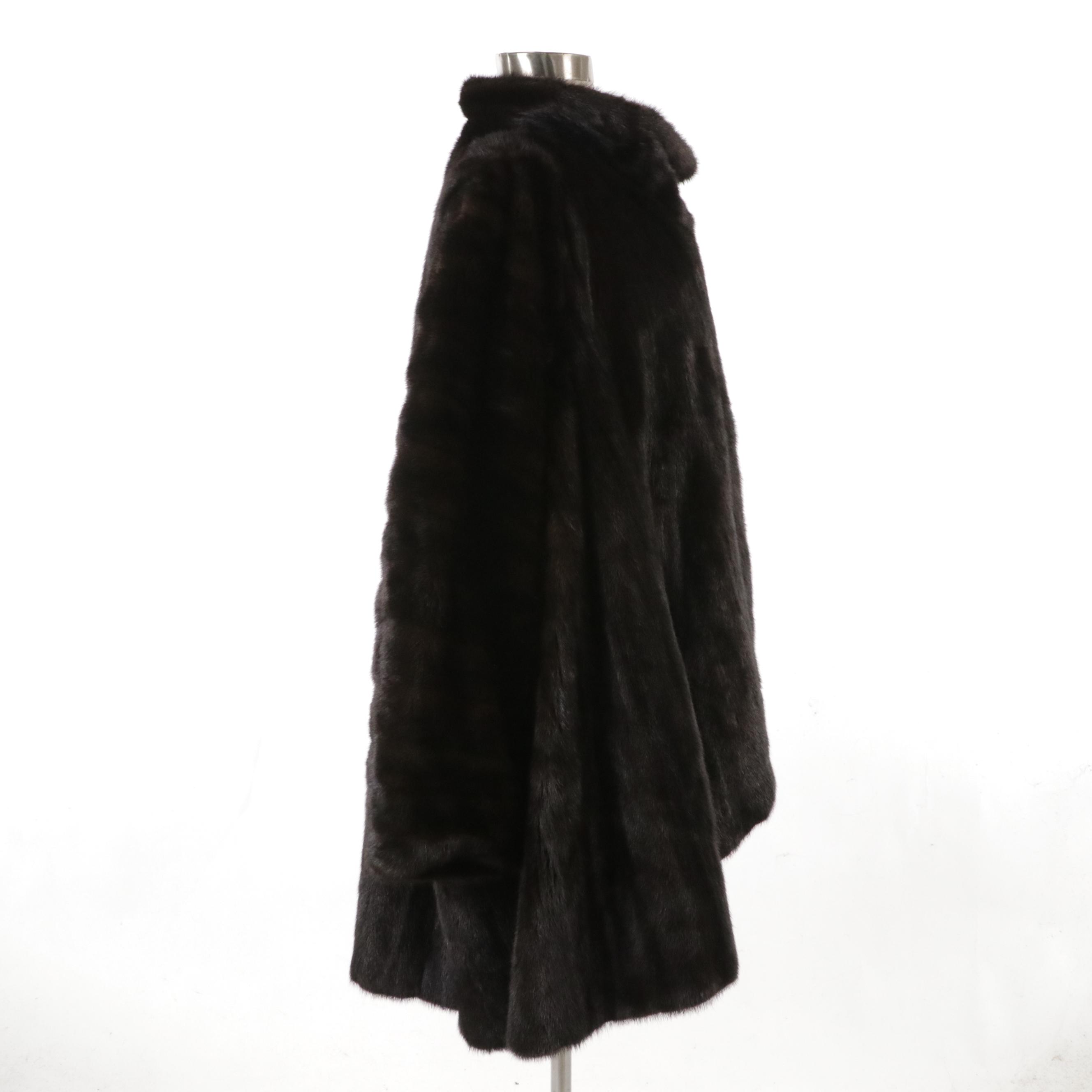 Mink Fur Single Button Cape Coat by Rieger