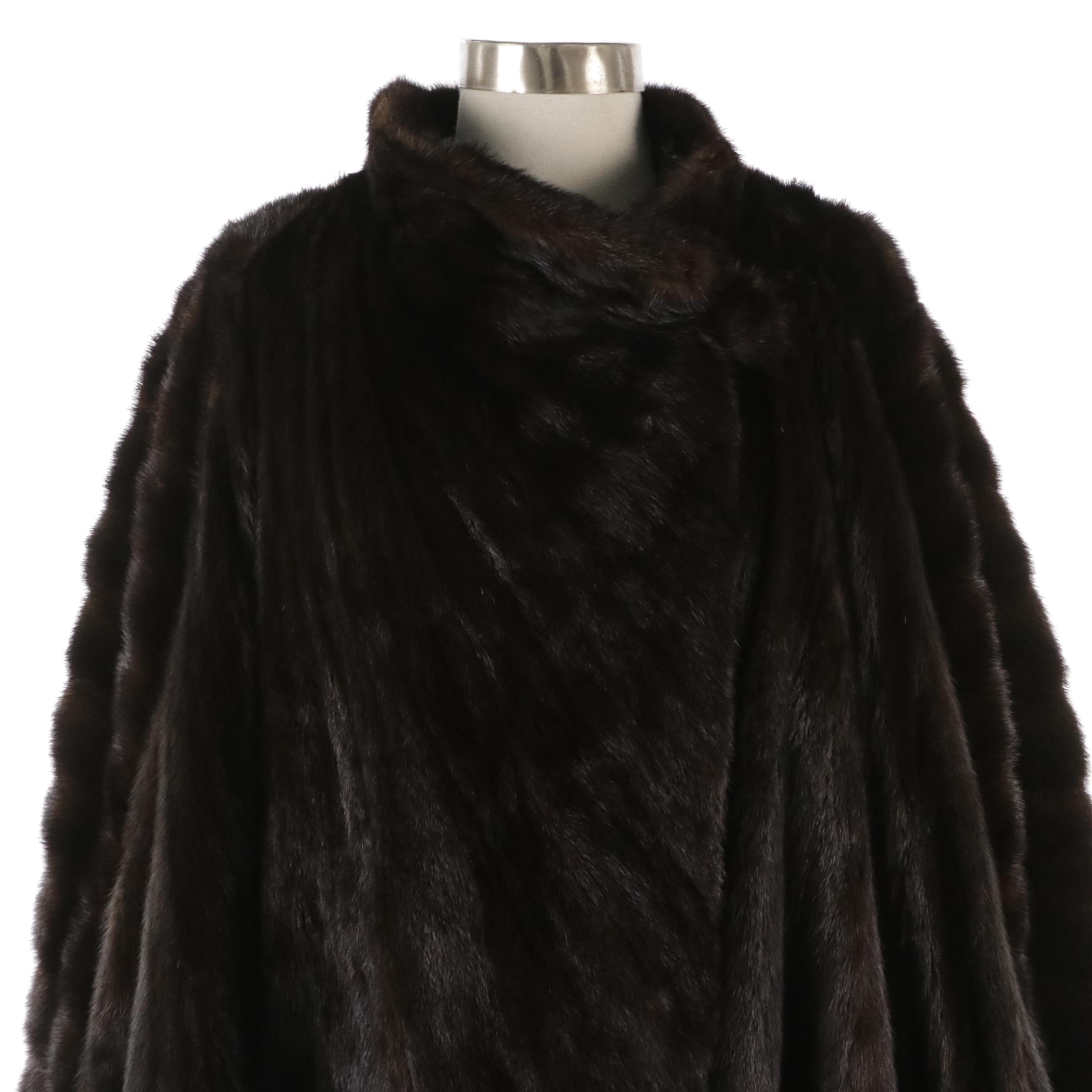 Mink Fur Single Button Cape Coat by Rieger