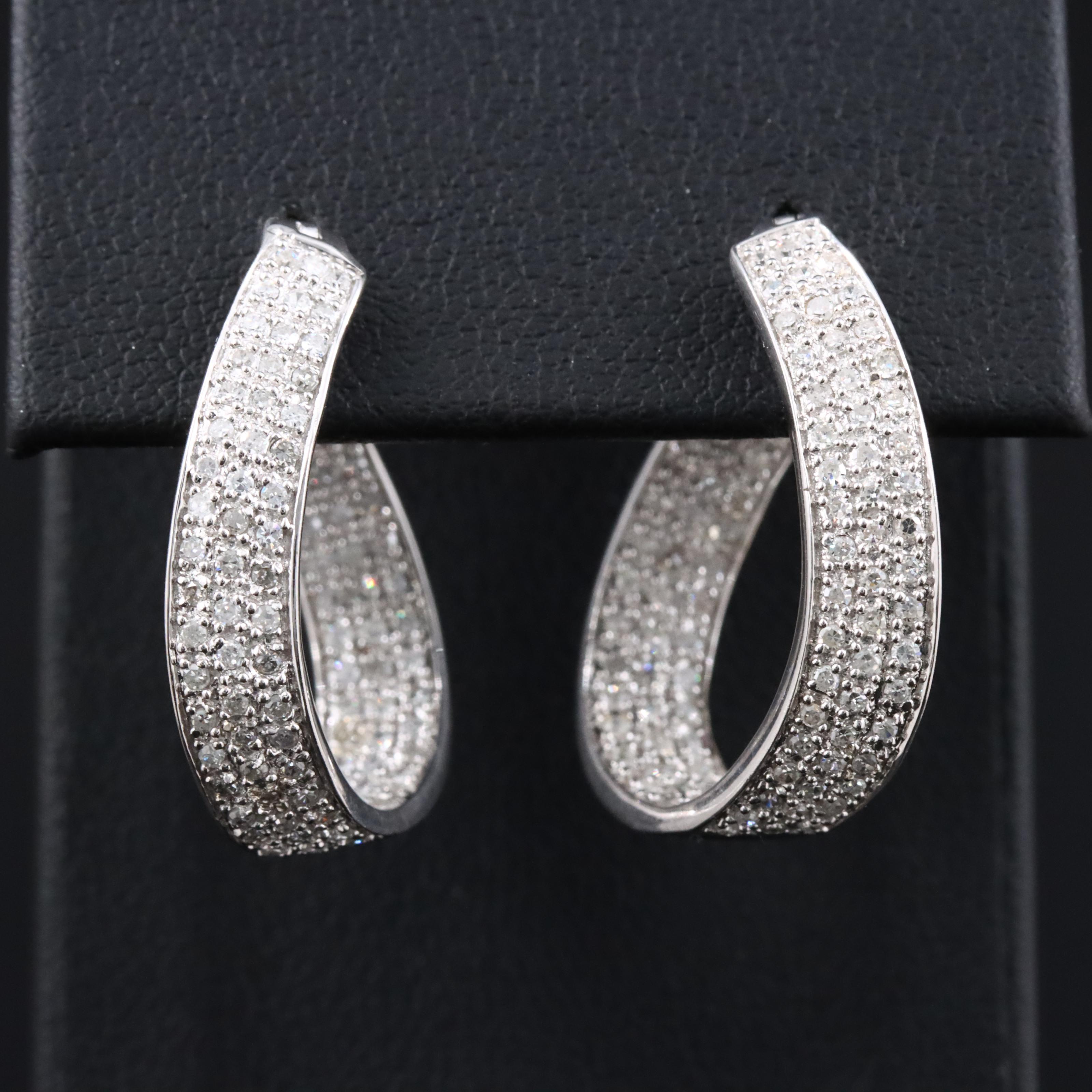 14K 1.00 CTW Diamond Inside-Out Ribbon Hoop Earrings