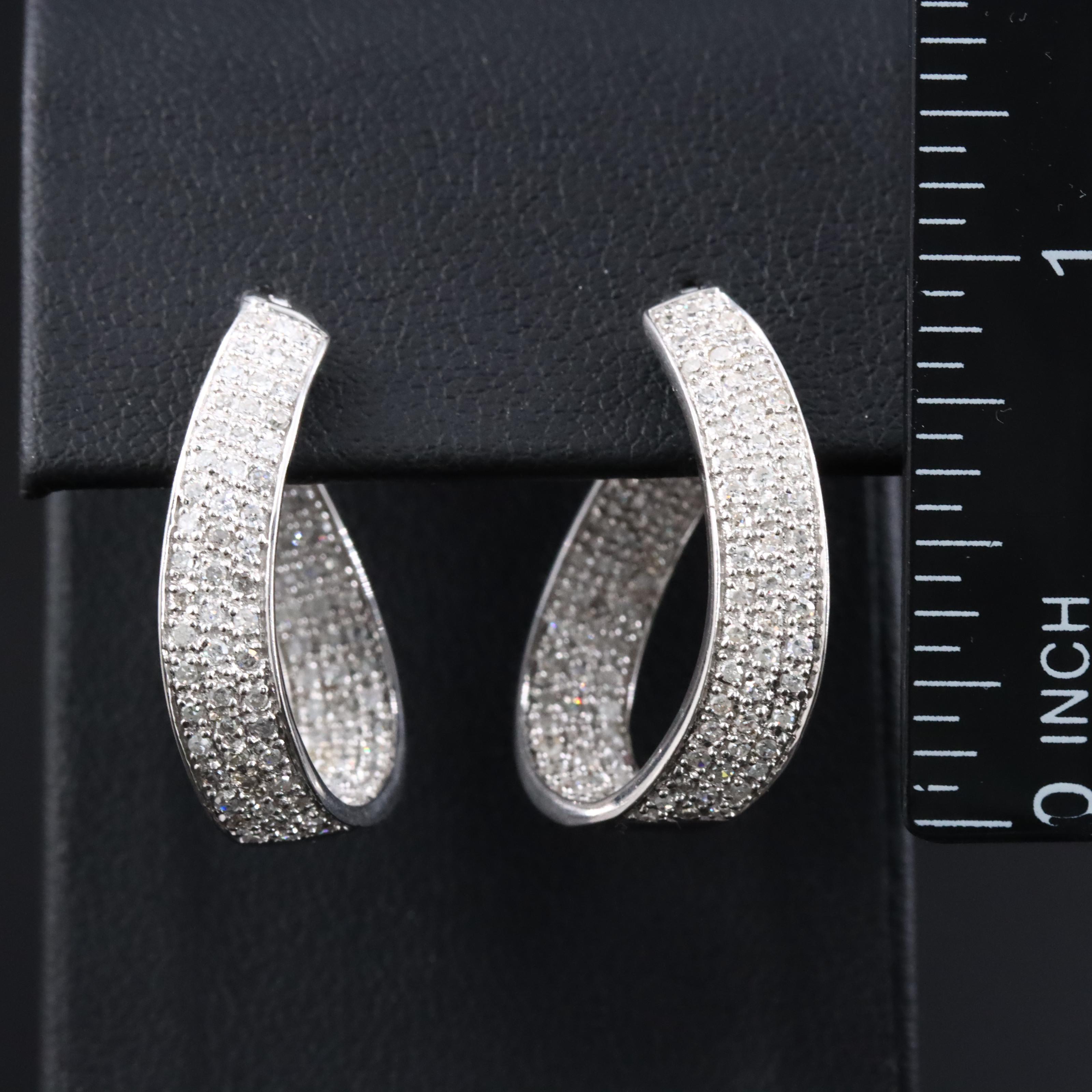 14K 1.00 CTW Diamond Inside-Out Ribbon Hoop Earrings