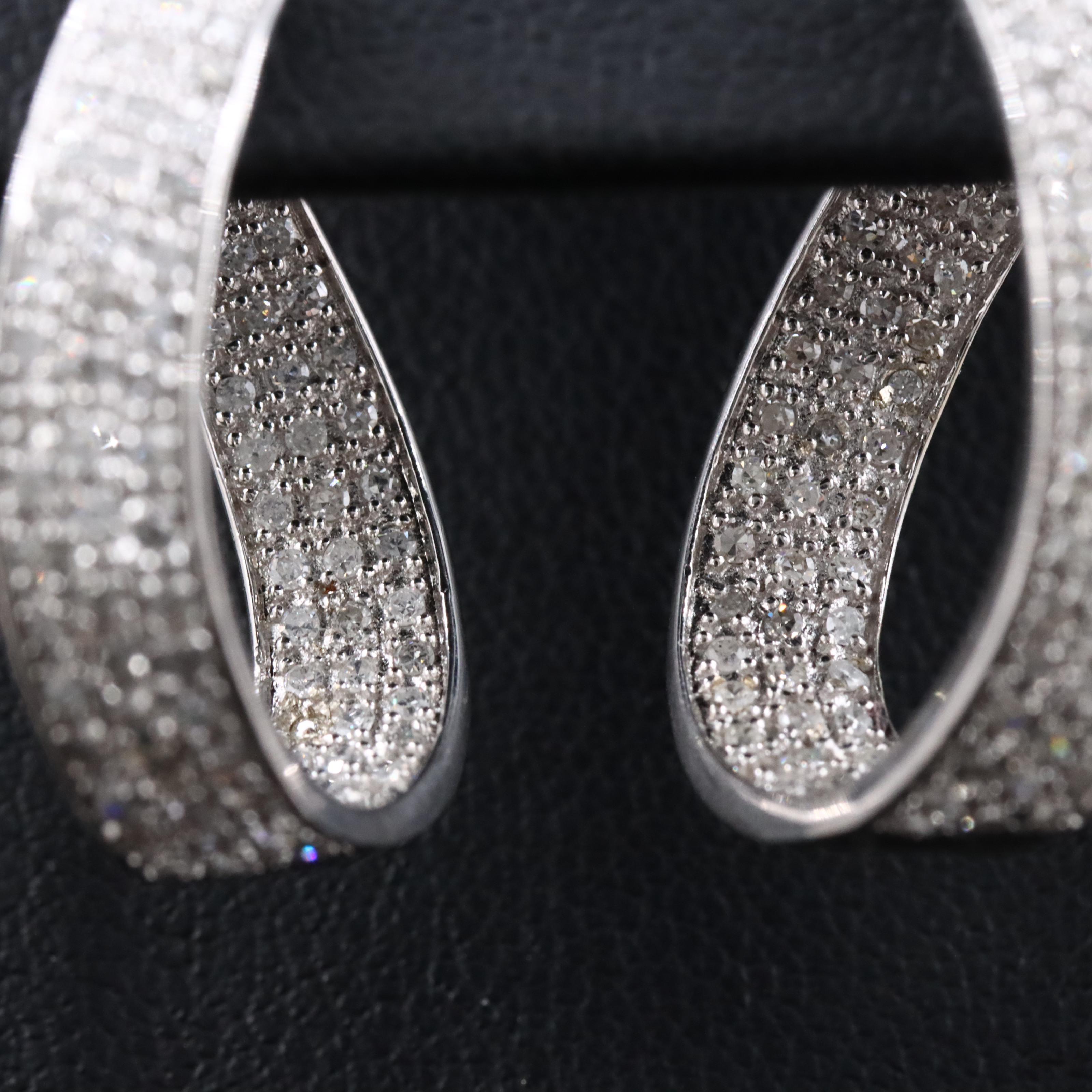 14K 1.00 CTW Diamond Inside-Out Ribbon Hoop Earrings