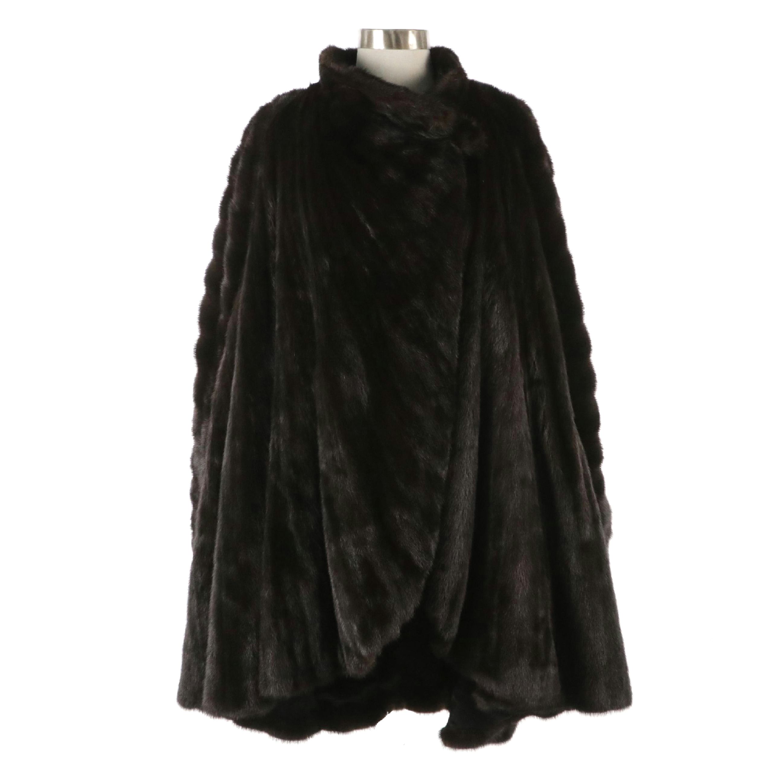 Mink Fur Single Button Cape Coat by Rieger