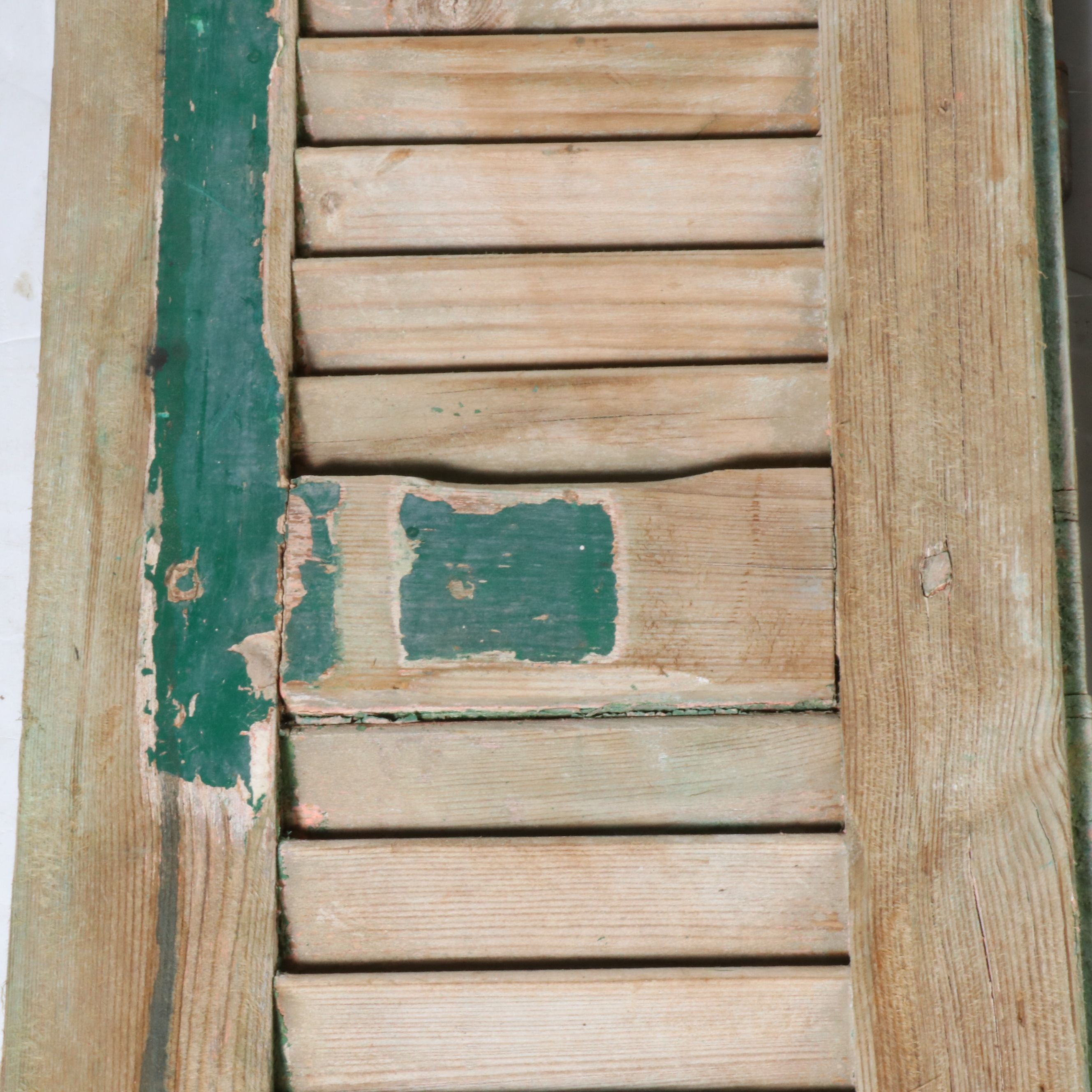 81" Distressed Painted Wood Three-Panel Window Shutters