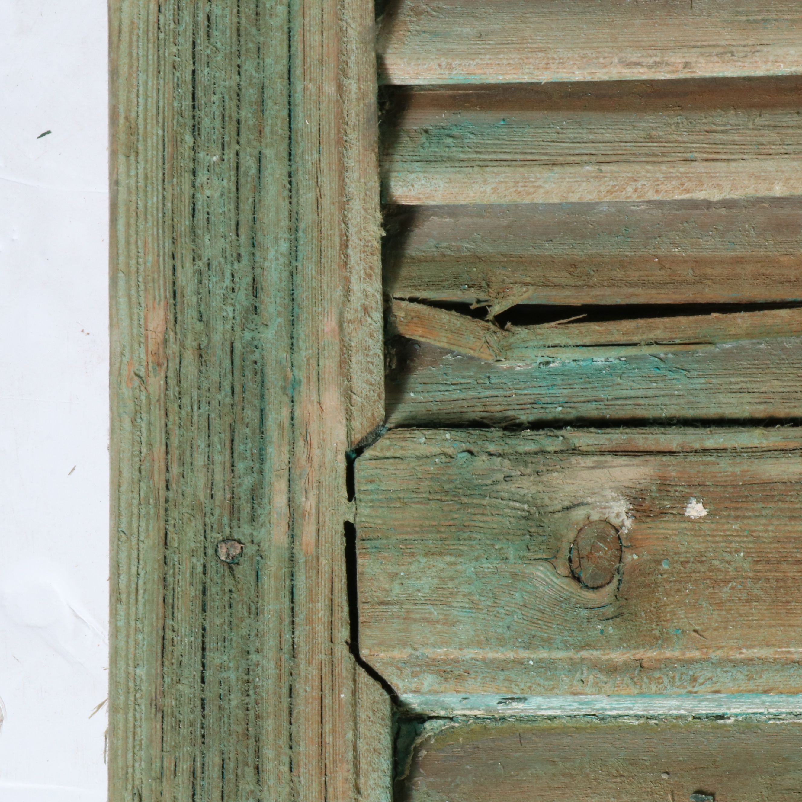 81" Distressed Painted Wood Three-Panel Window Shutters