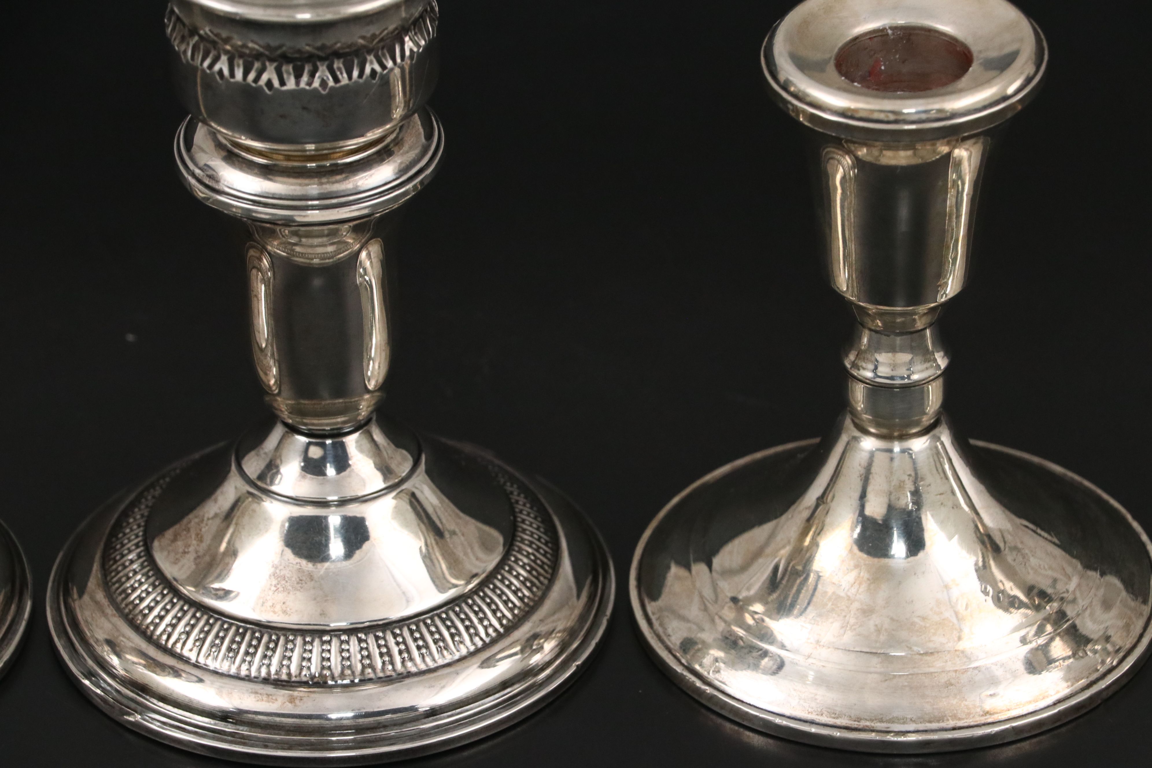 Empire Sterling Candelabrum, AMC Sterling and Glass Hurricanes and More Sterling