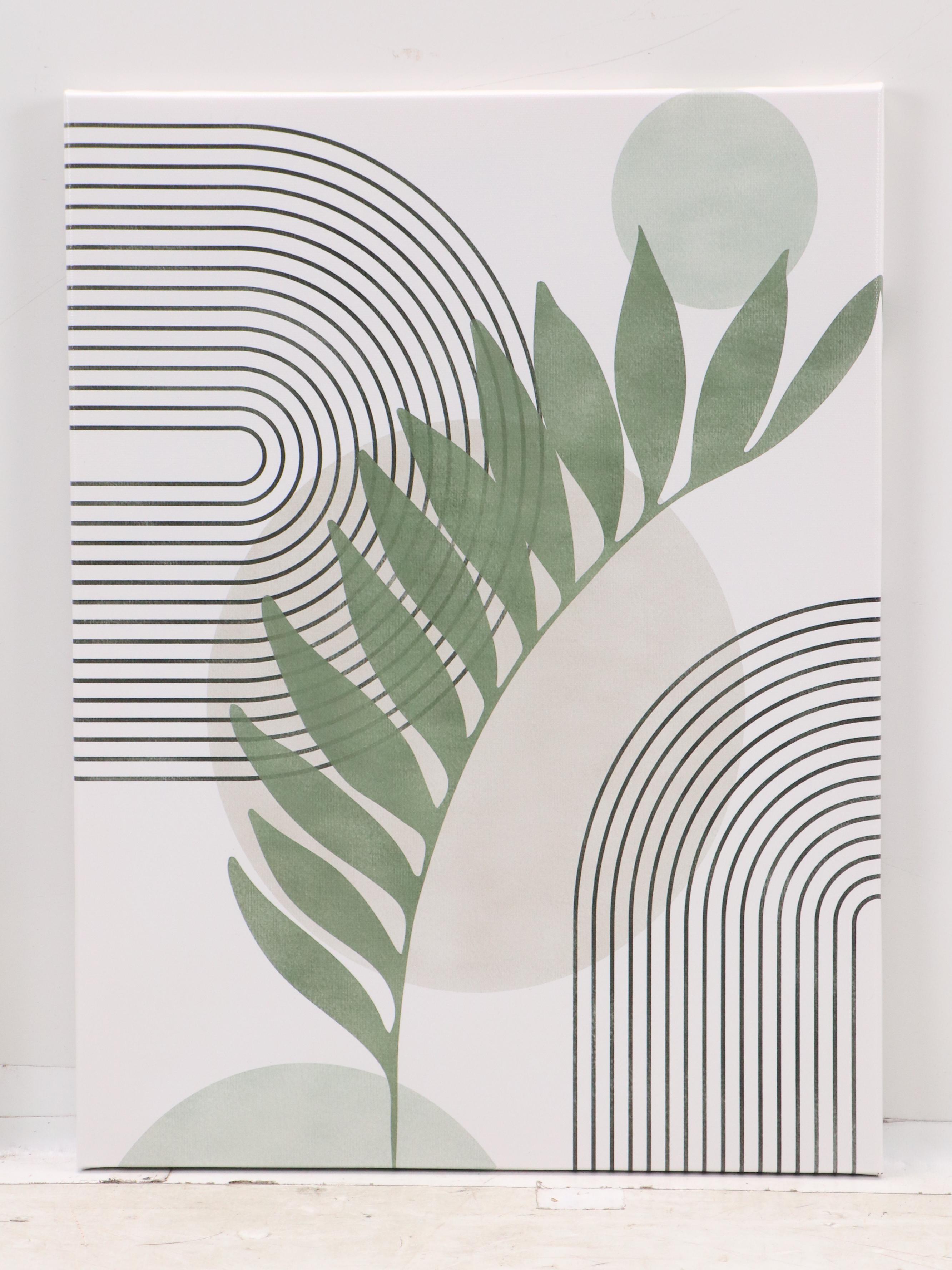 Minimalist Abstract Giclées with Botanical Motif, 21st Century