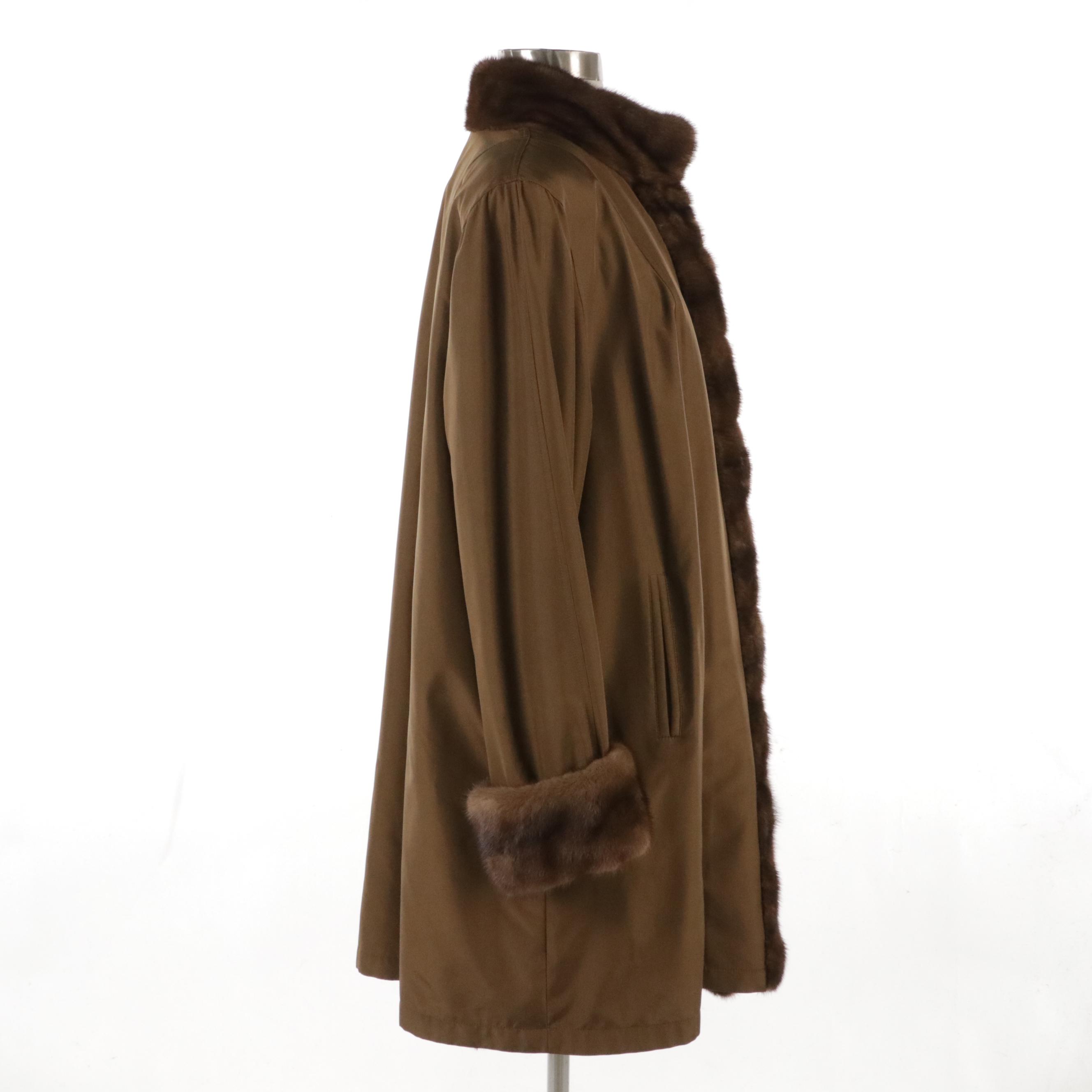 Mink Fur Trimmed Rabbit Fur Lined Reversible Jacket