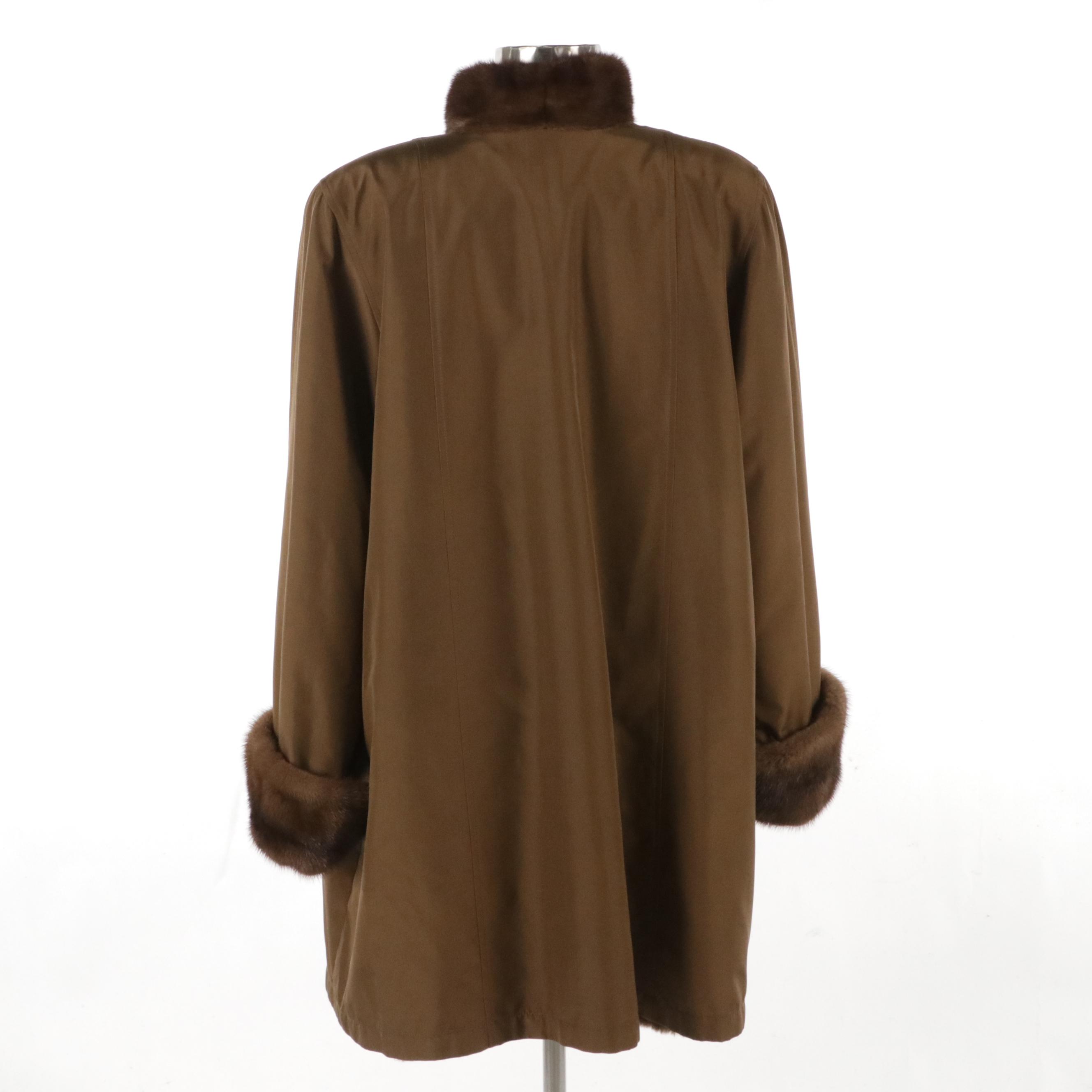 Mink Fur Trimmed Rabbit Fur Lined Reversible Jacket