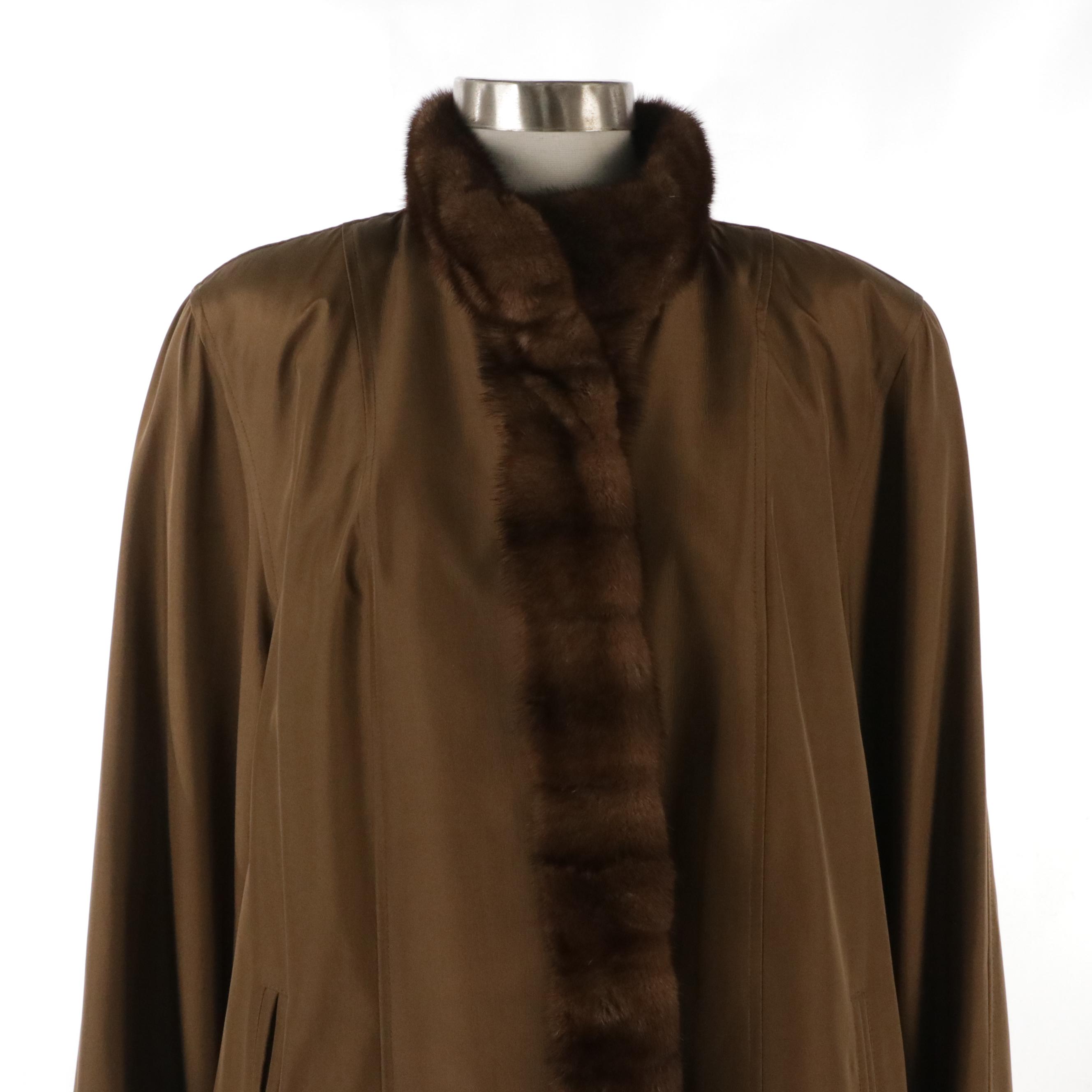 Mink Fur Trimmed Rabbit Fur Lined Reversible Jacket