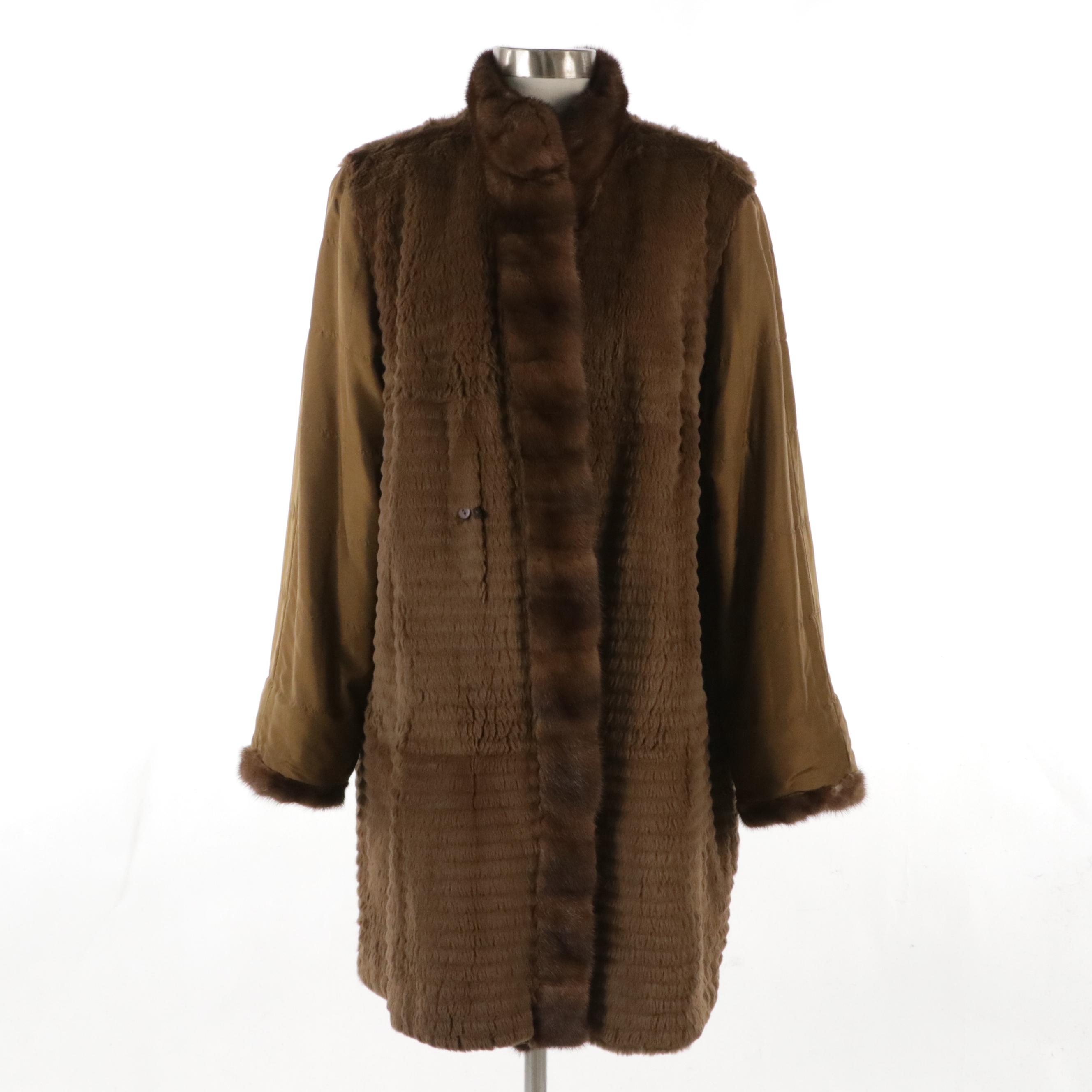 Mink Fur Trimmed Rabbit Fur Lined Reversible Jacket