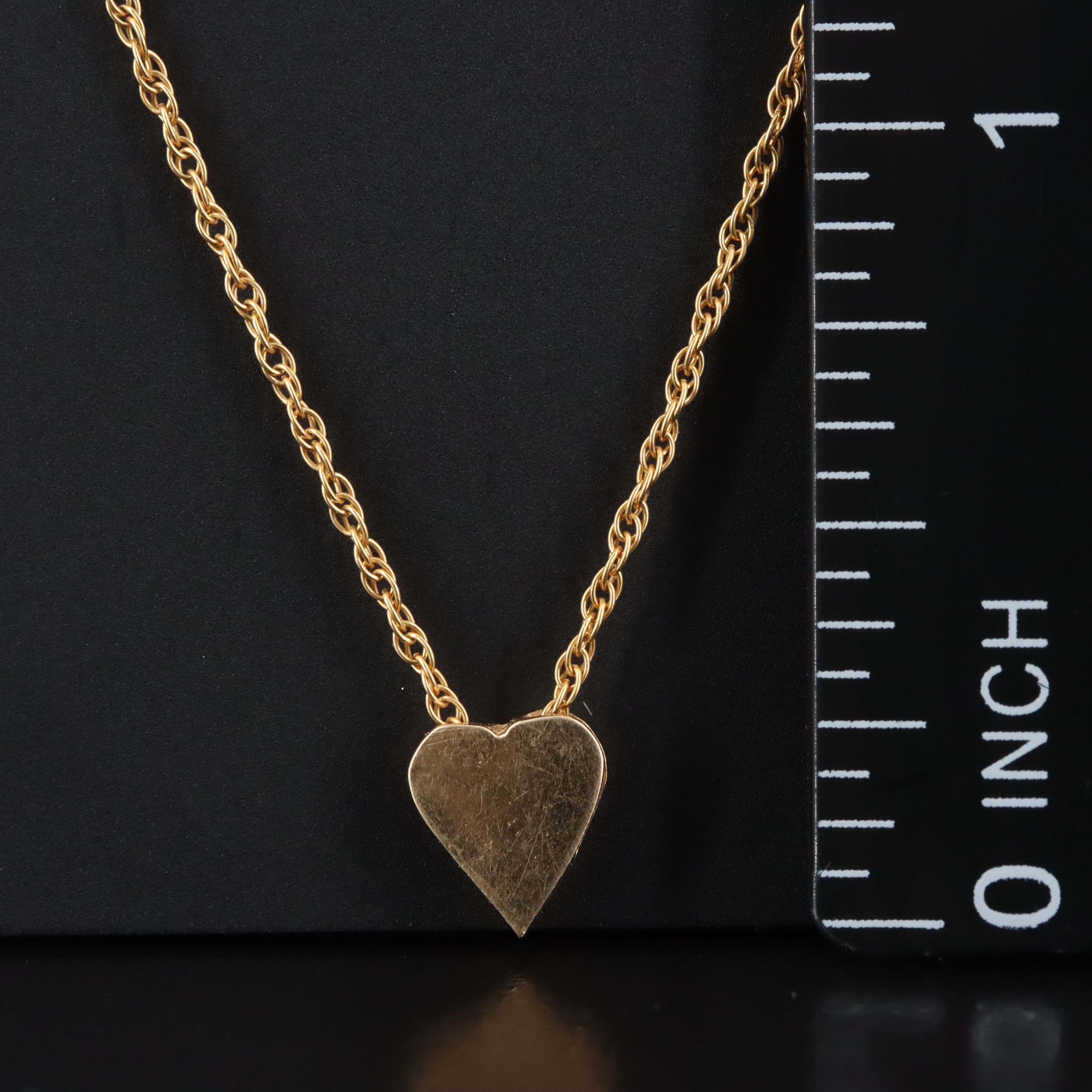 14K Heart Slide Pendant Necklace