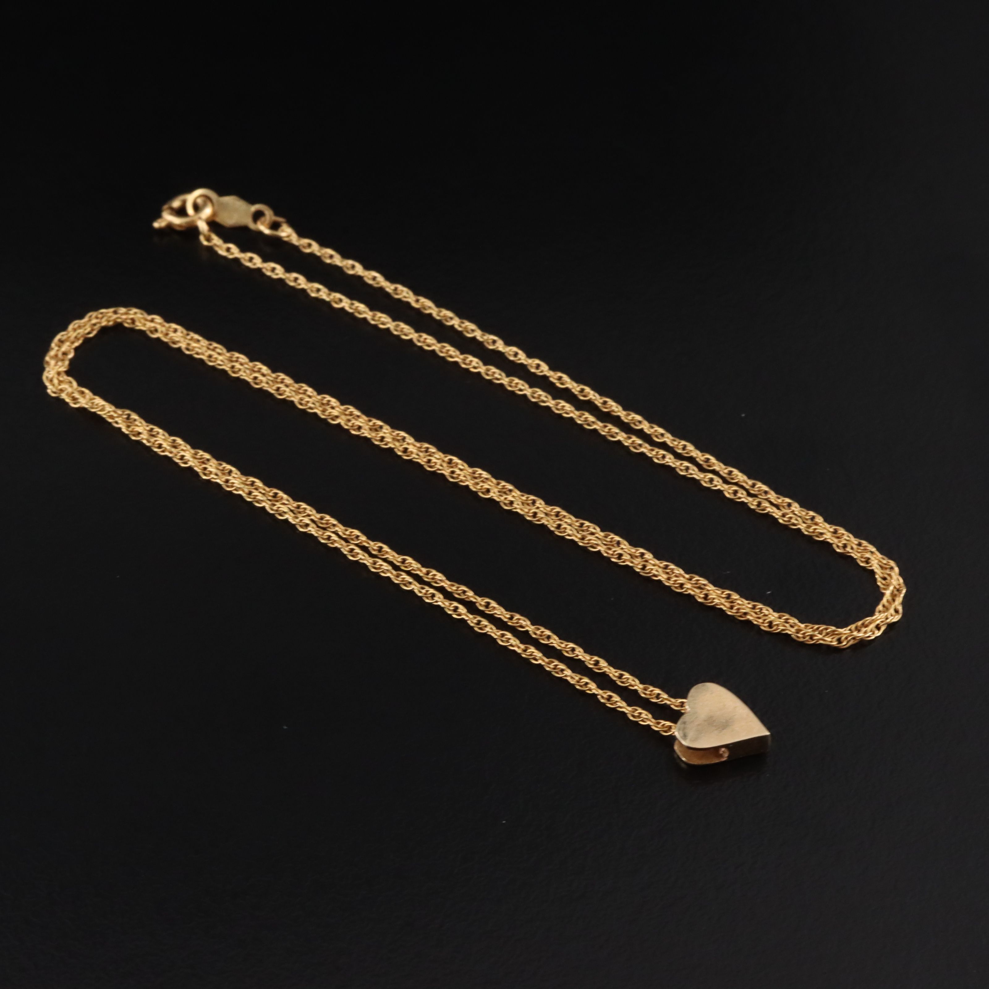 14K Heart Slide Pendant Necklace