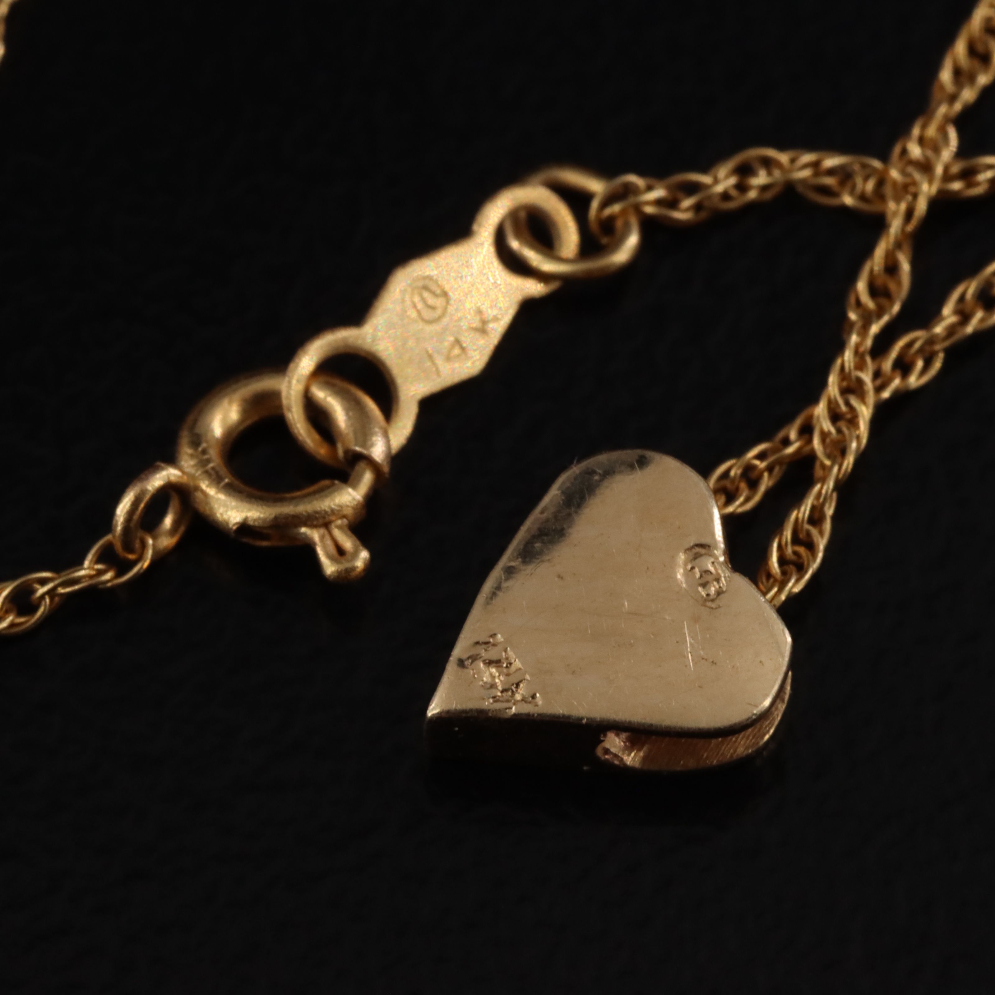 14K Heart Slide Pendant Necklace