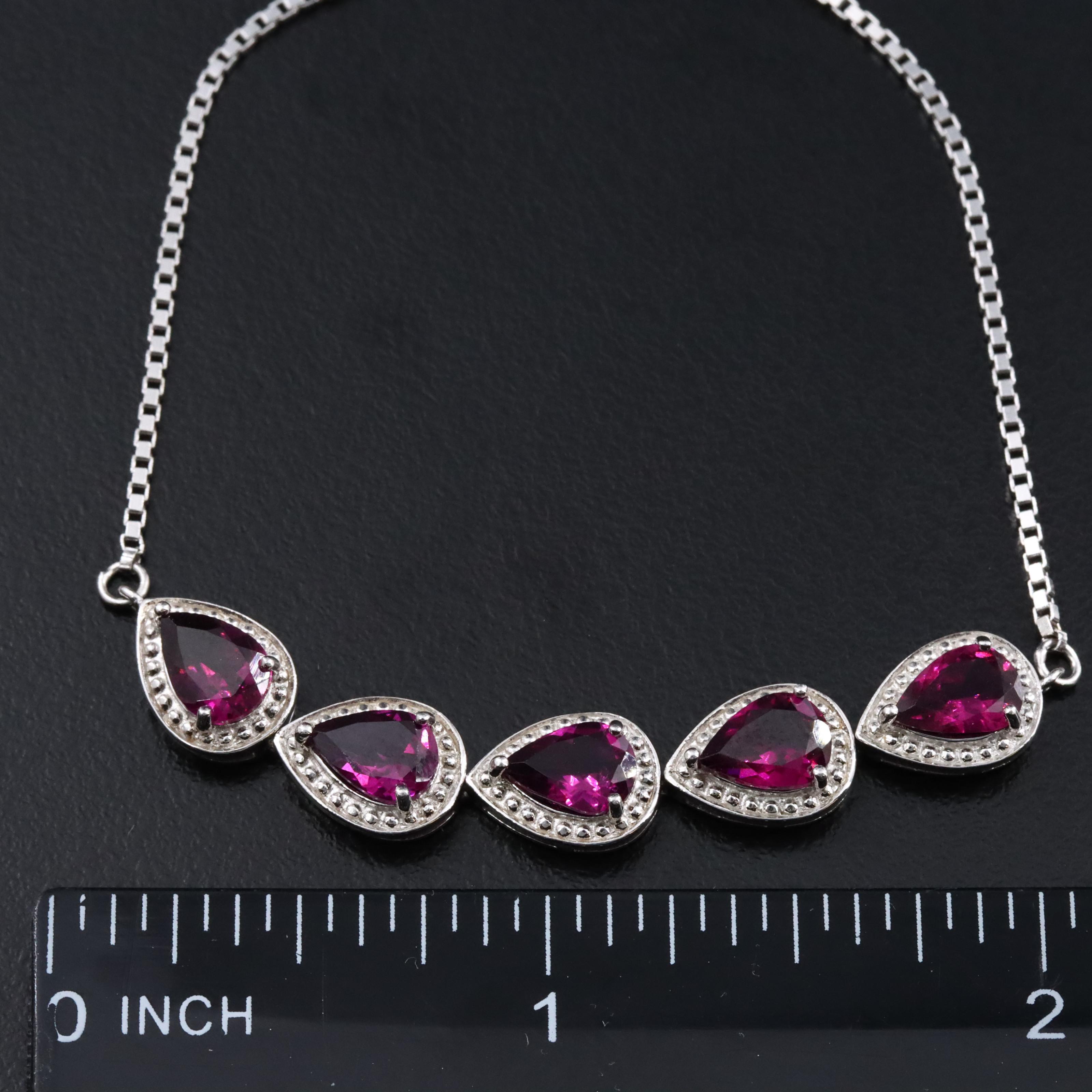 Sterling Rhodolite Garnet Bolo Bracelet