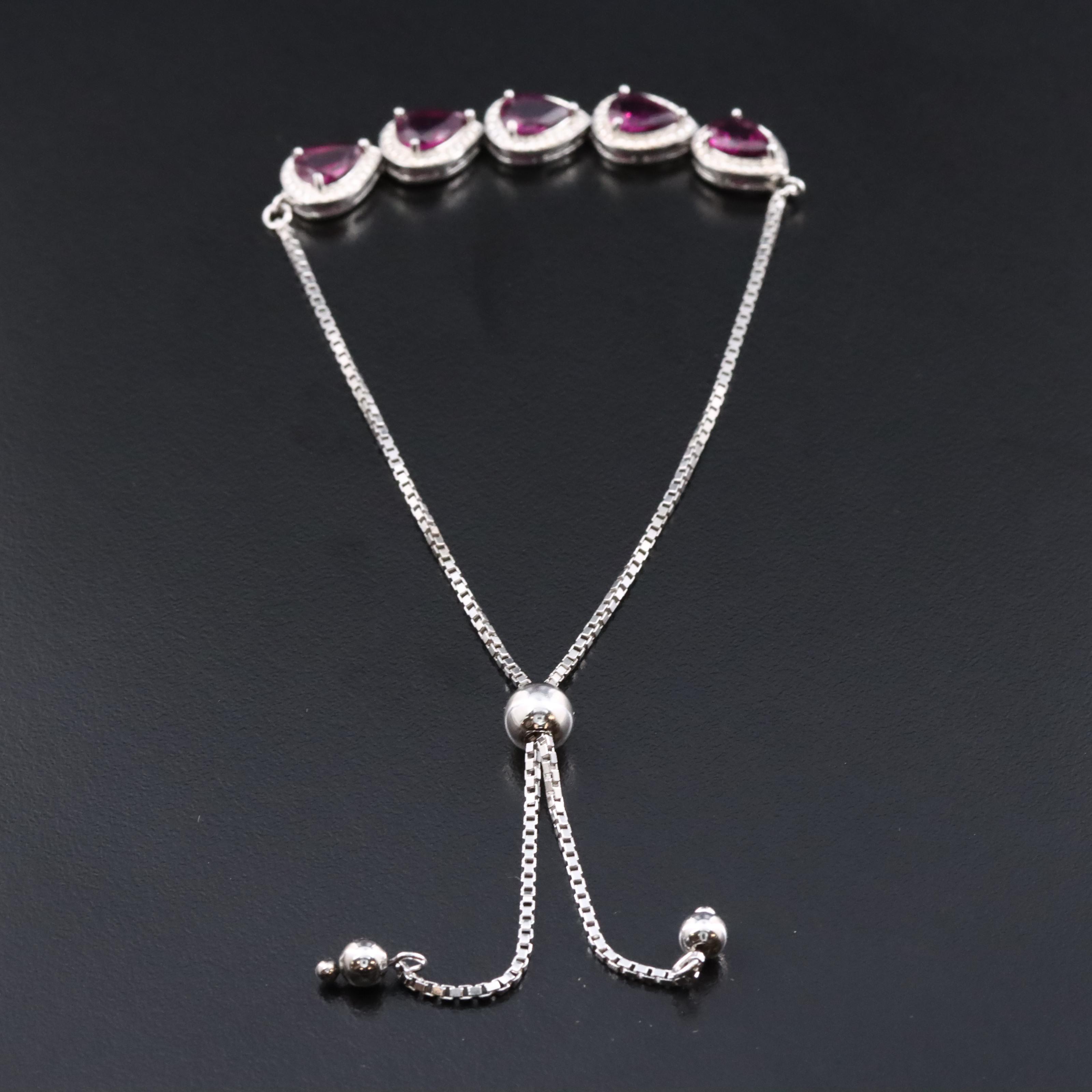 Sterling Rhodolite Garnet Bolo Bracelet