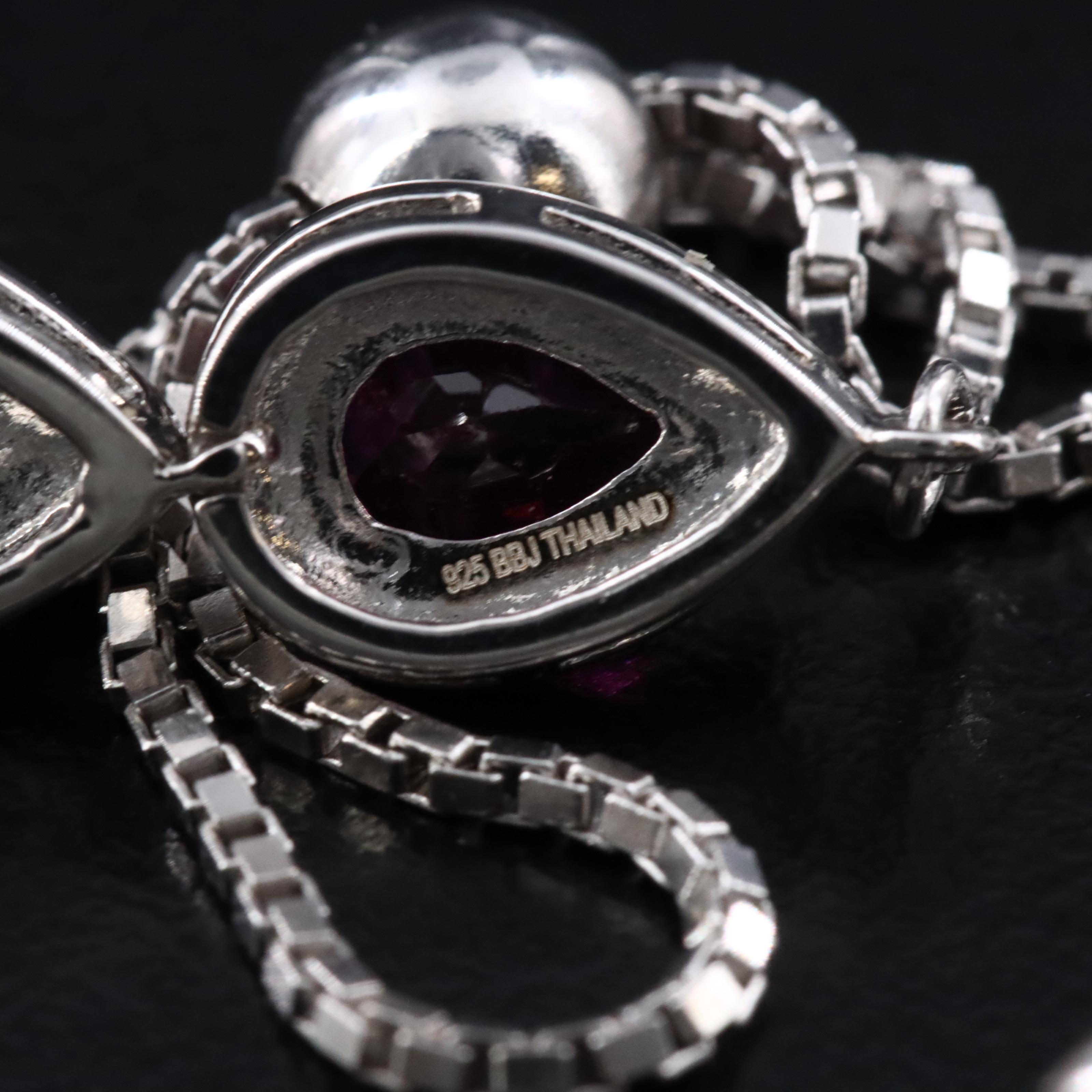 Sterling Rhodolite Garnet Bolo Bracelet