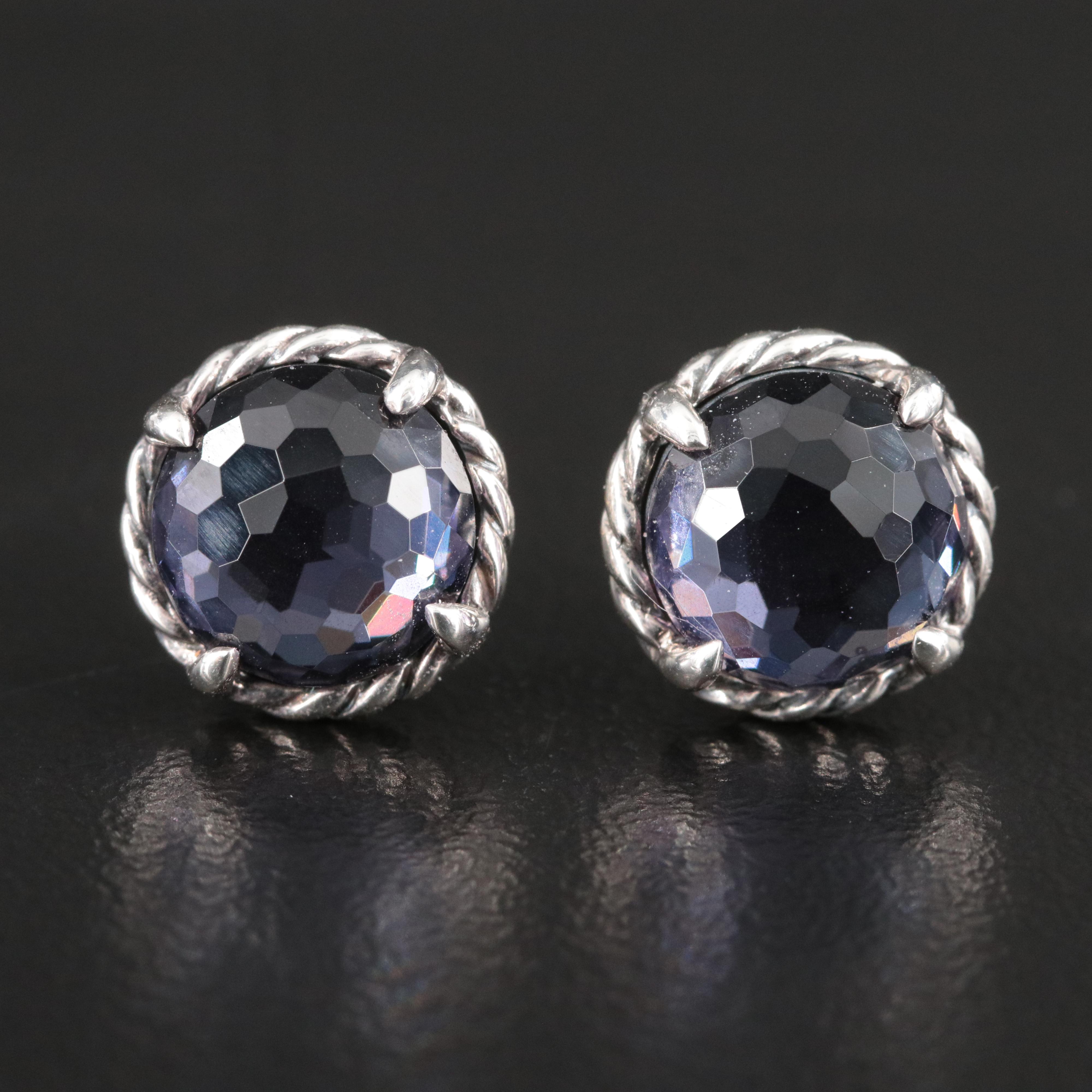 David Yurman Chatelaine Sterling Black Orchid Stud Earrings