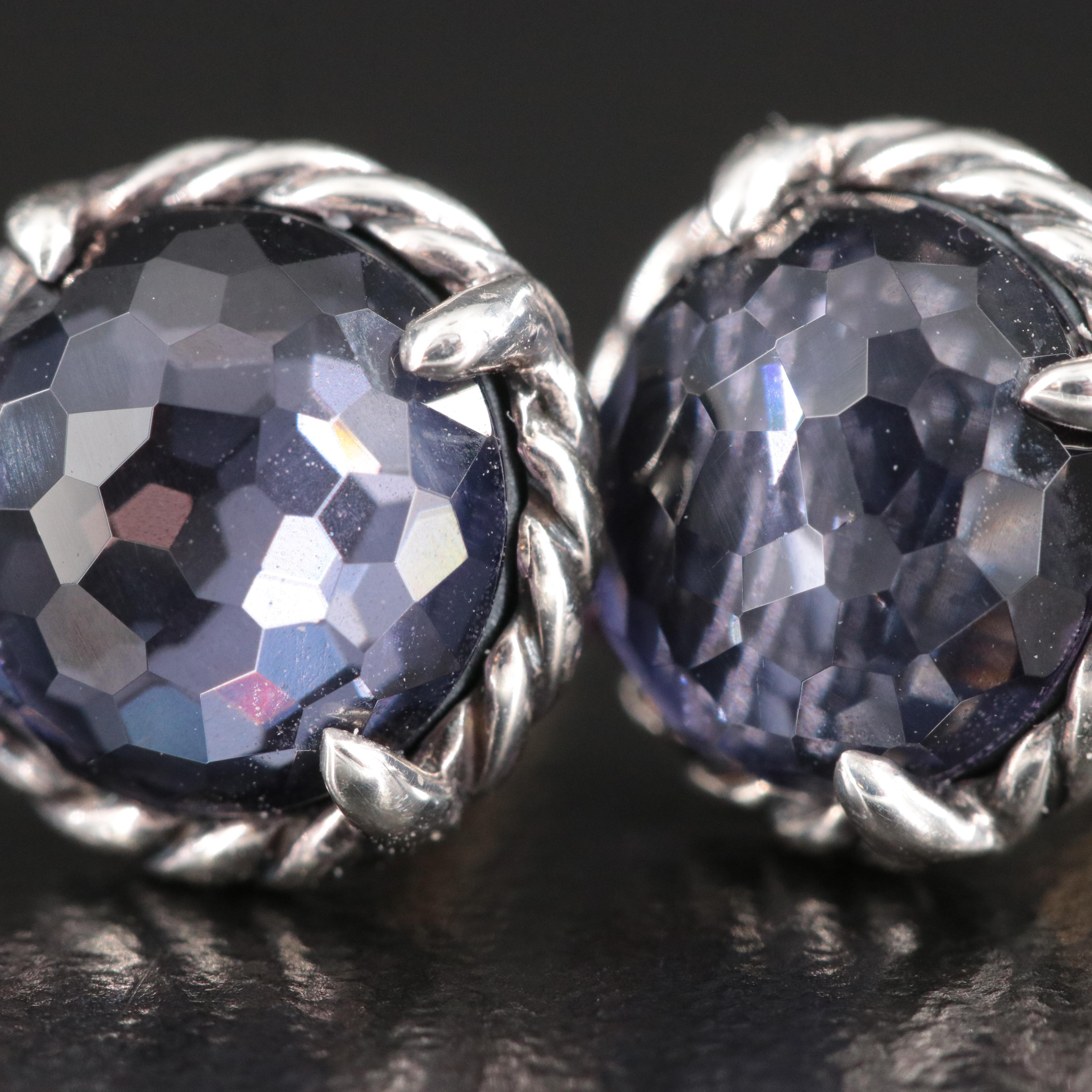 David Yurman Chatelaine Sterling Black Orchid Stud Earrings