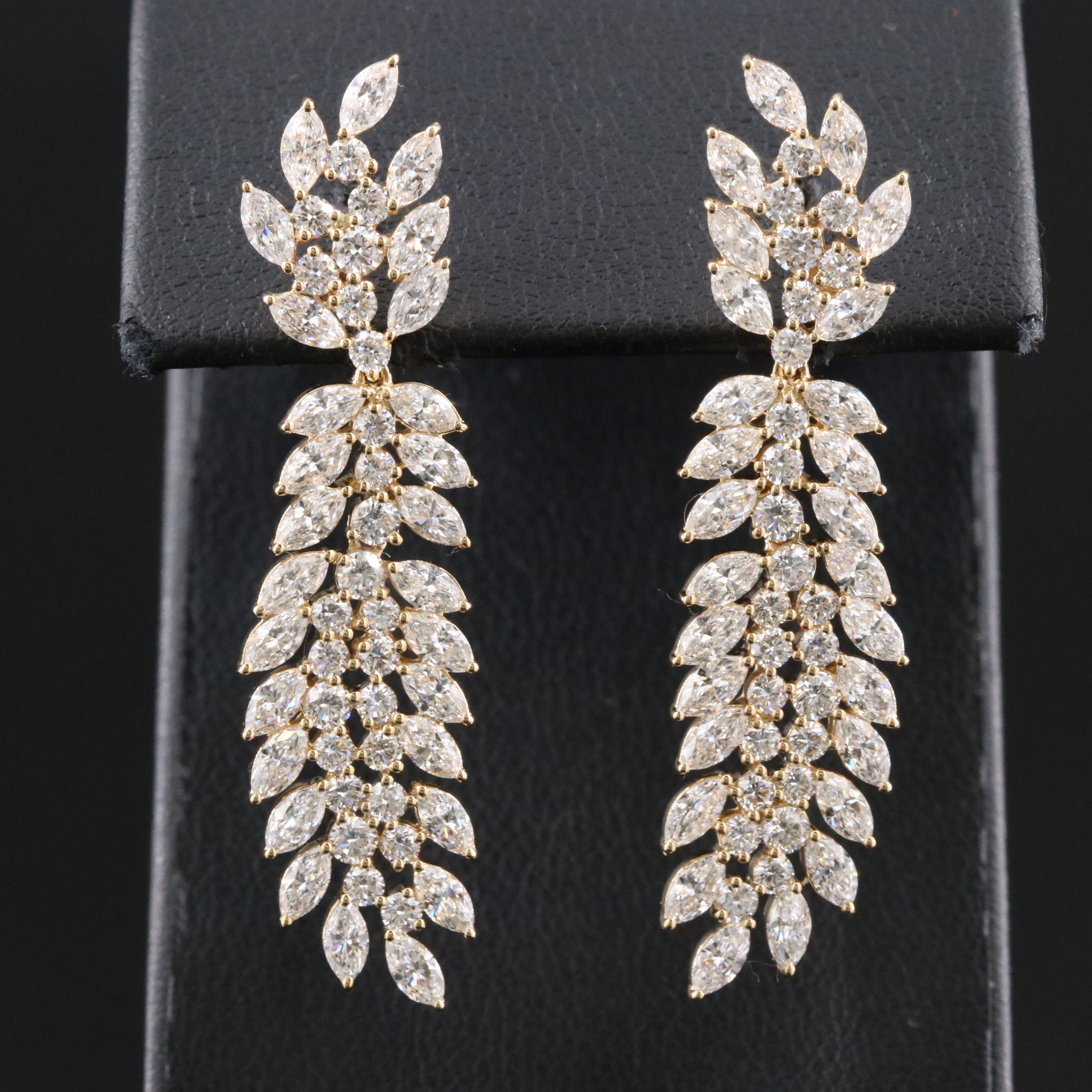 14K 4.84 CTW Lab Grown Diamond Feather Drop Earrings