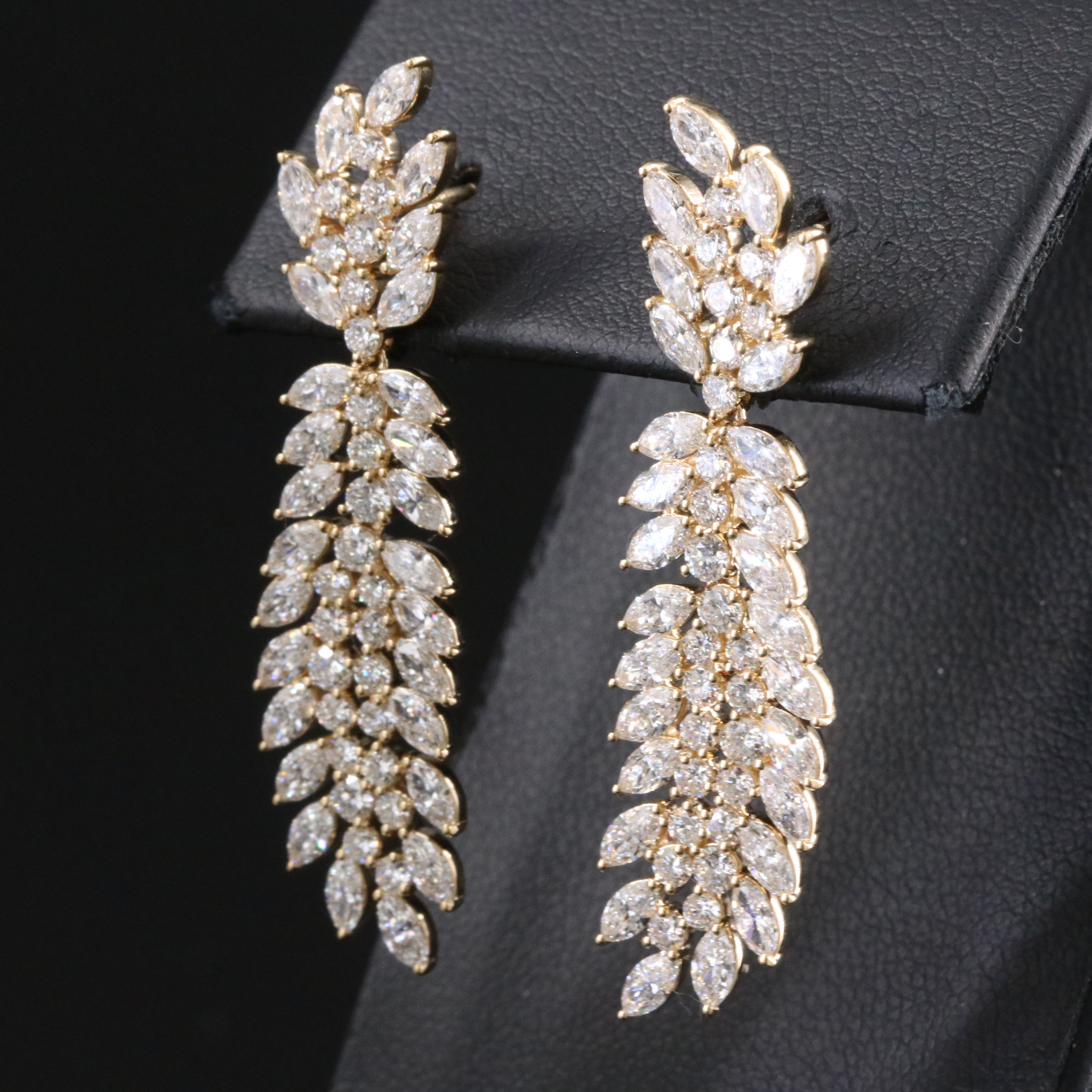 14K 4.84 CTW Lab Grown Diamond Feather Drop Earrings