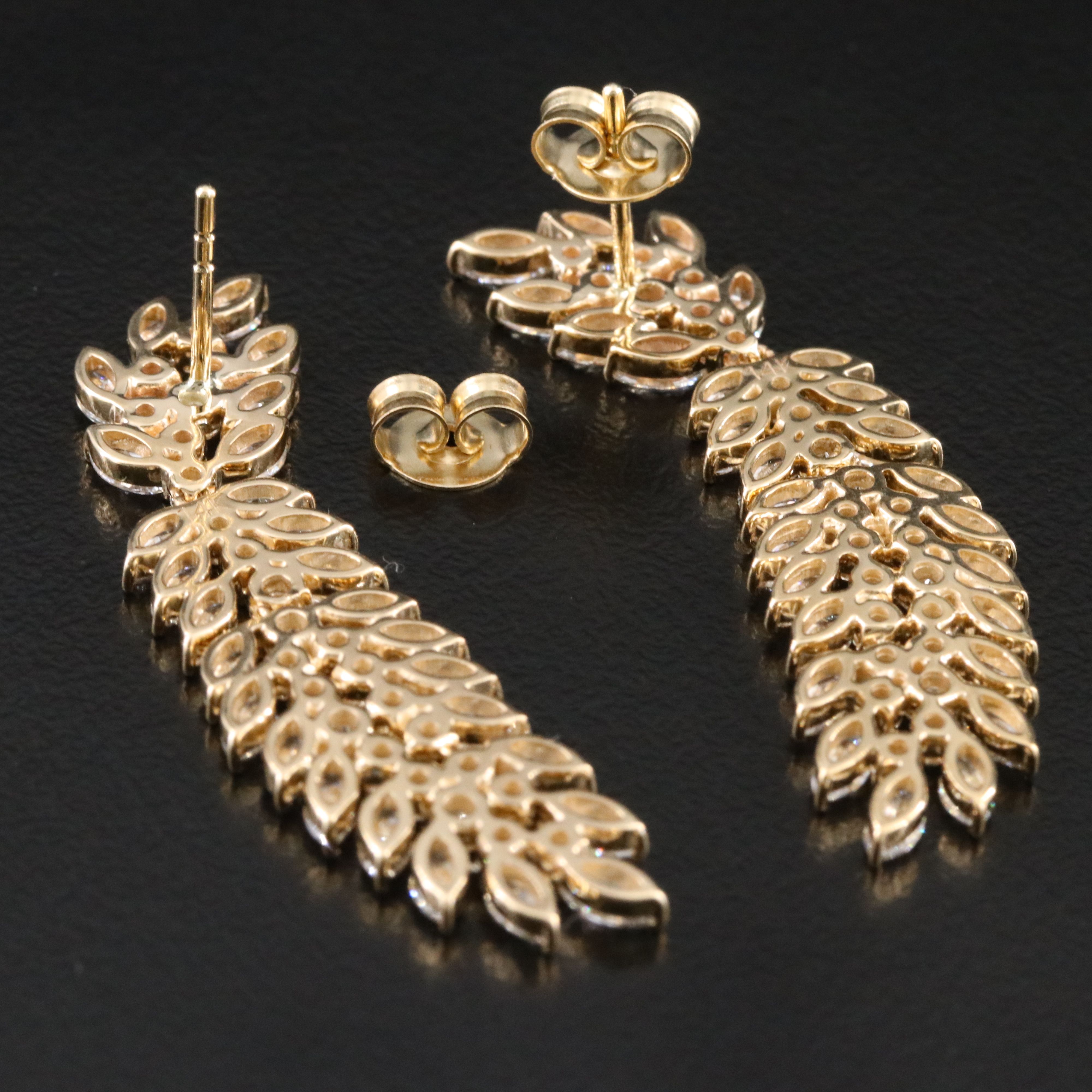 14K 4.84 CTW Lab Grown Diamond Feather Drop Earrings