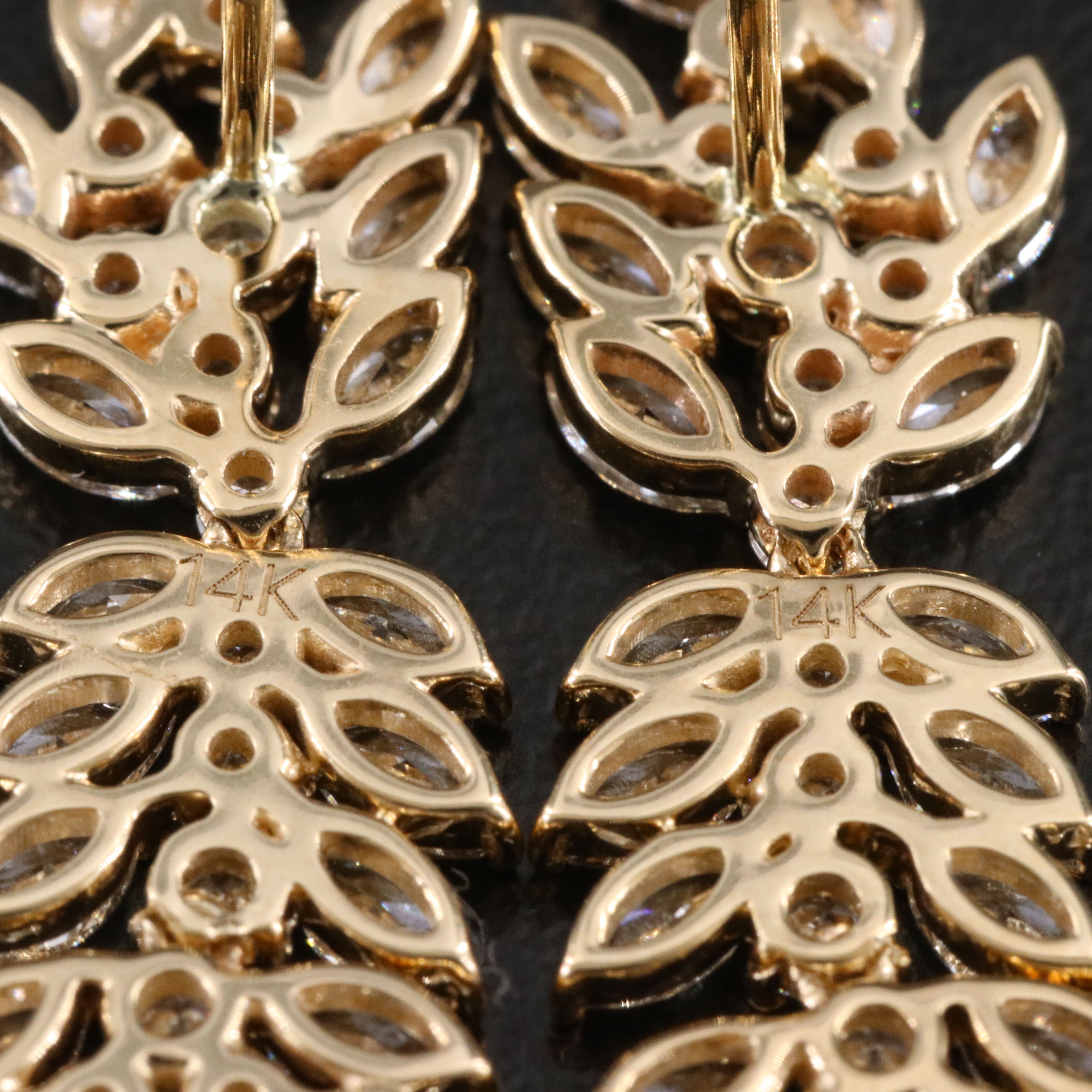 14K 4.84 CTW Lab Grown Diamond Feather Drop Earrings