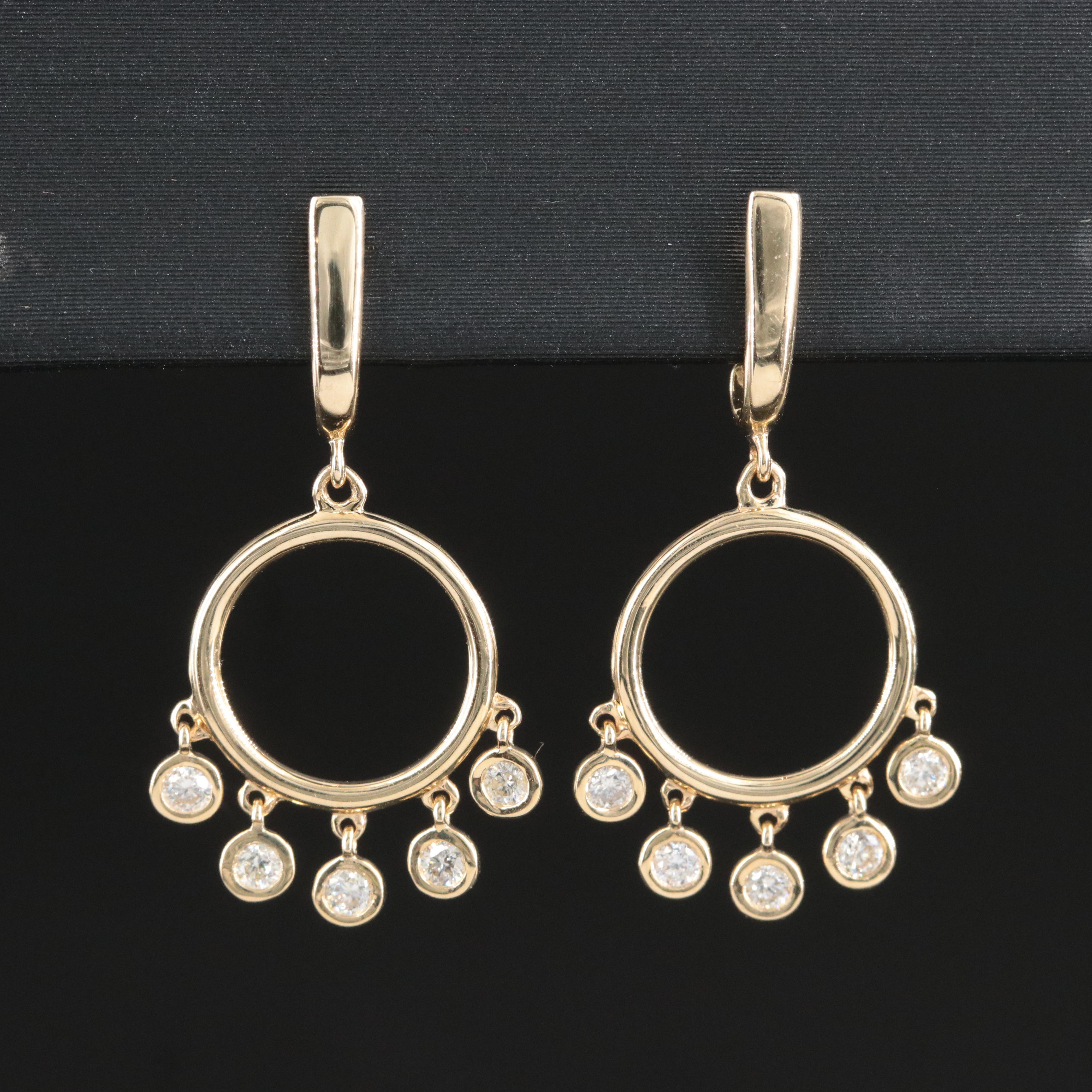 14K 0.22 CTW Diamond Circle Drop Earrings