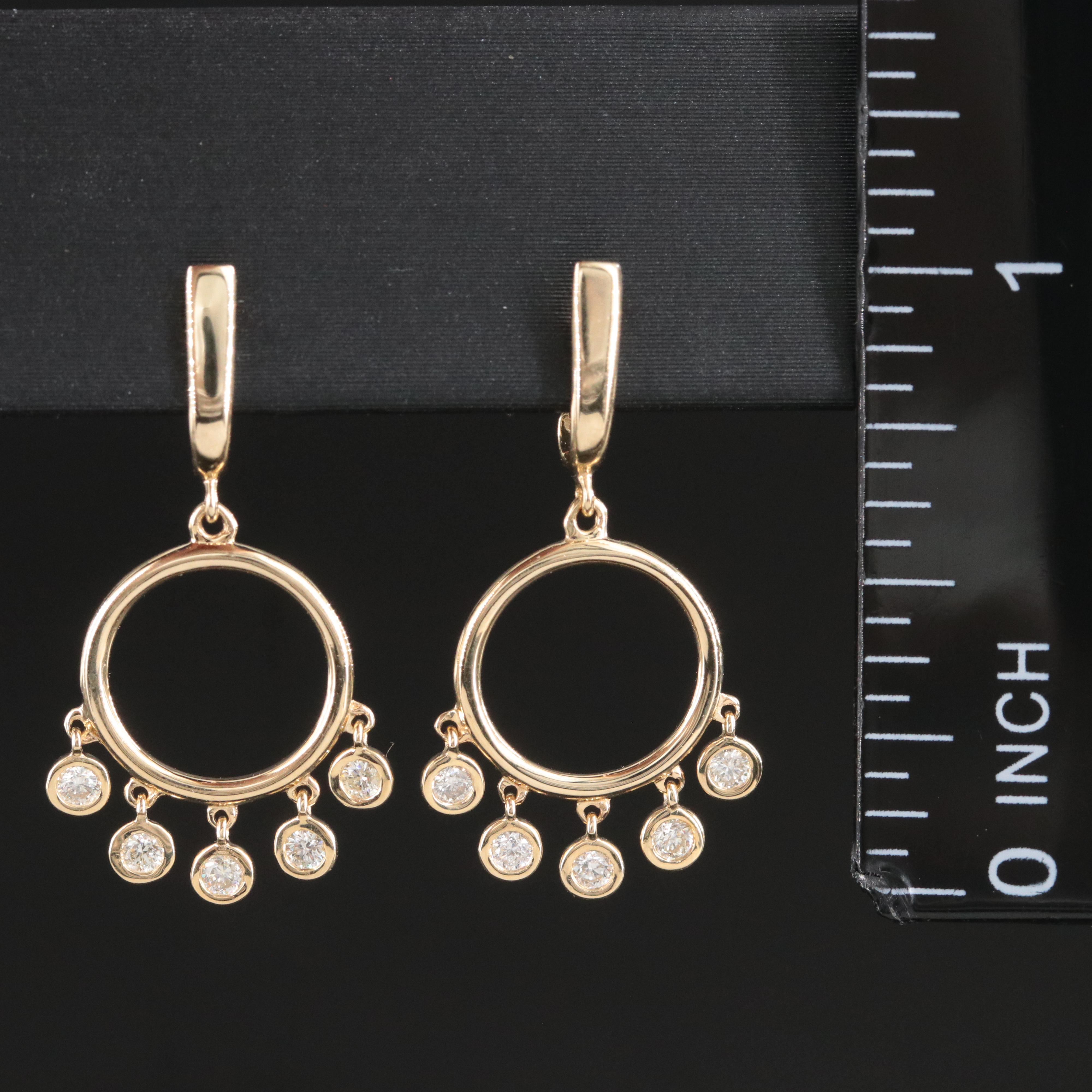 14K 0.22 CTW Diamond Circle Drop Earrings