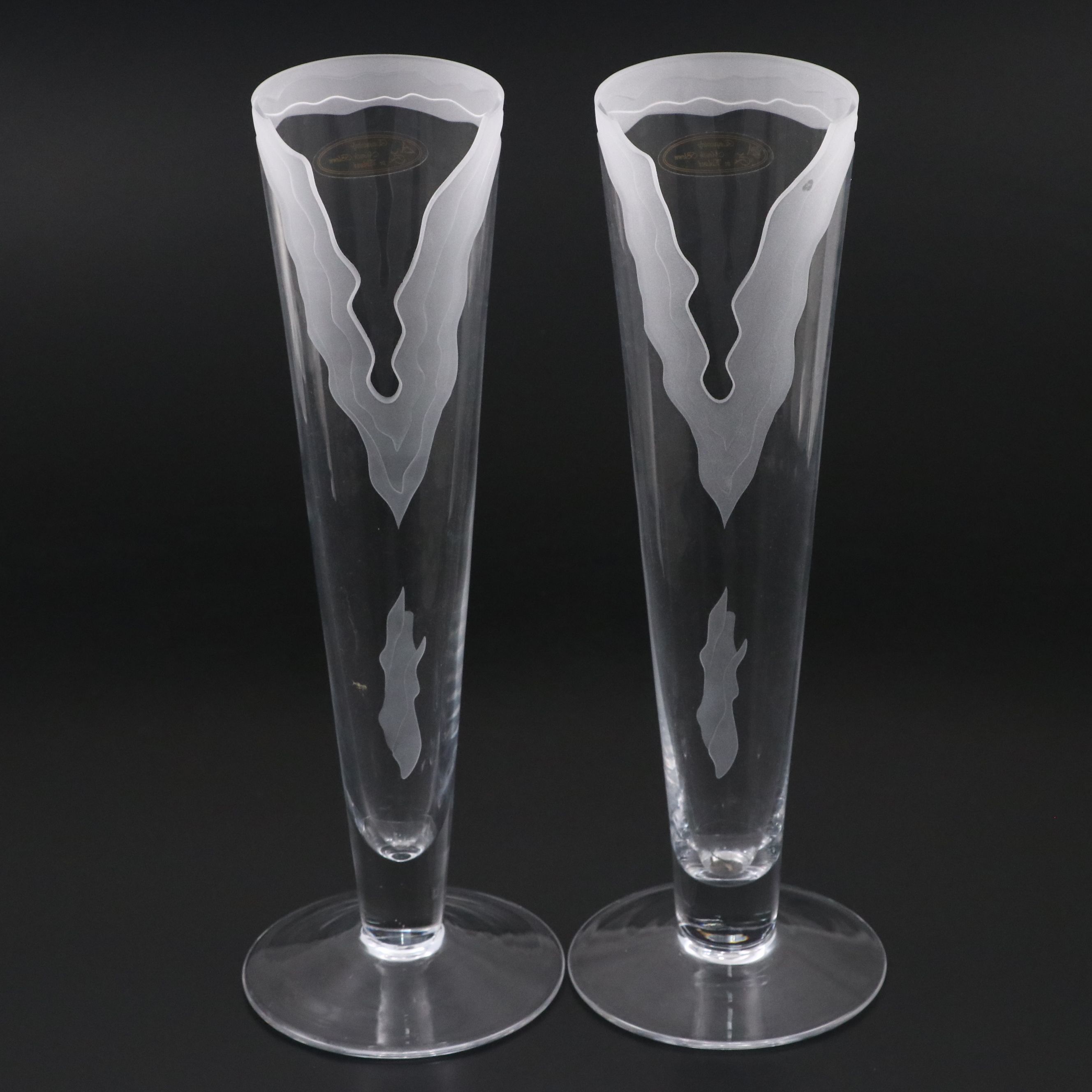 Polish Mouth Blown Art Glass Vases