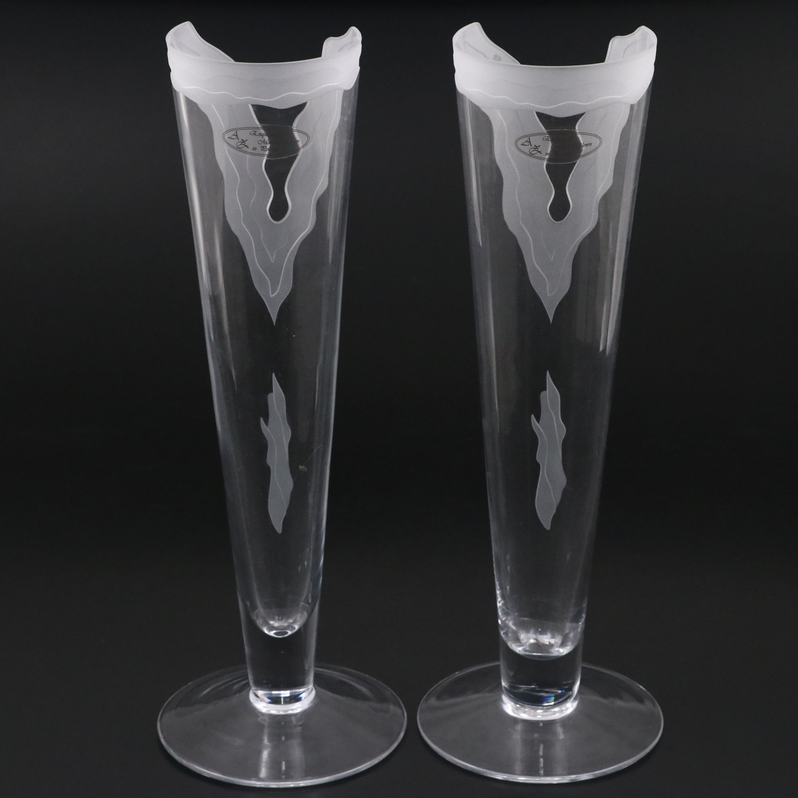 Polish Mouth Blown Art Glass Vases