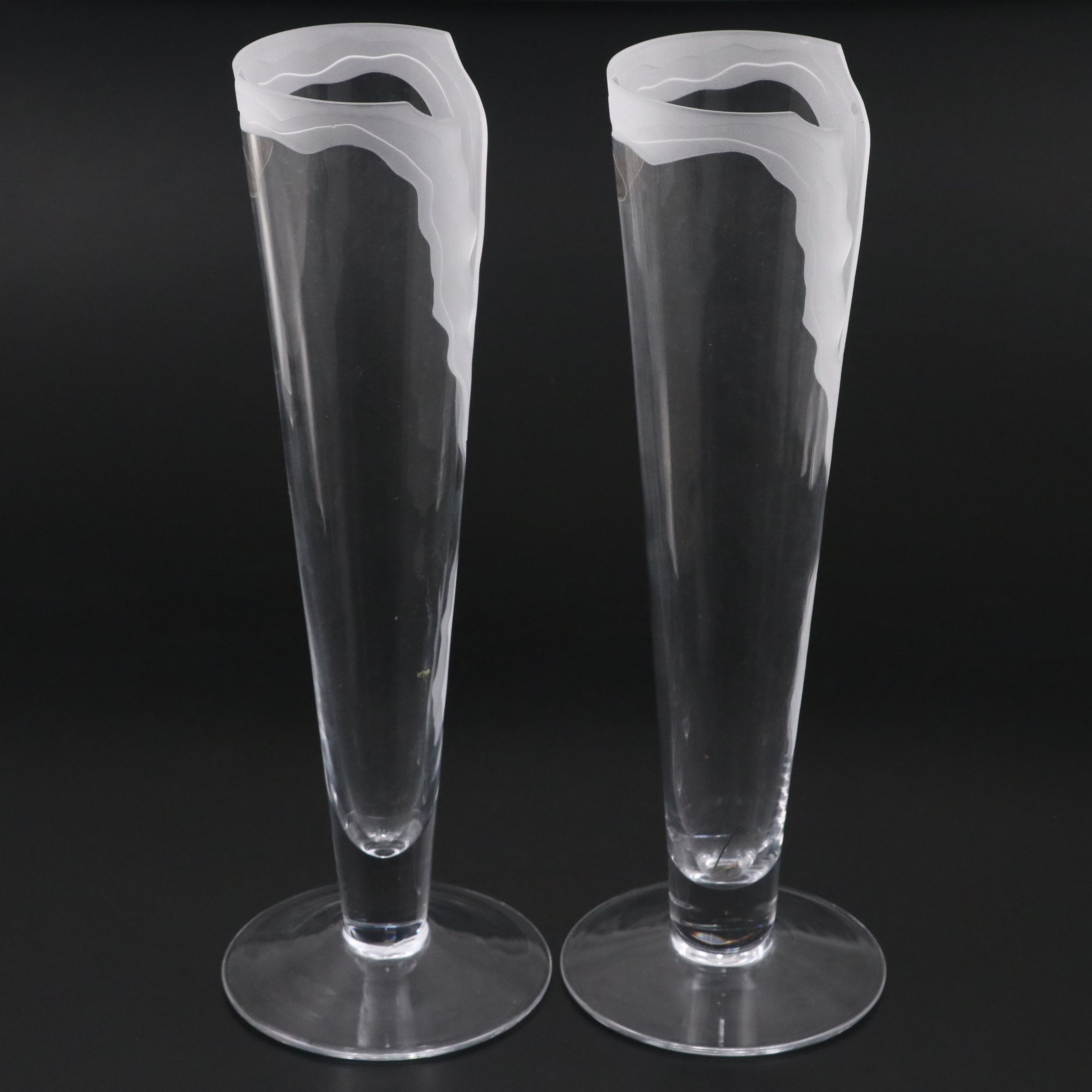 Polish Mouth Blown Art Glass Vases