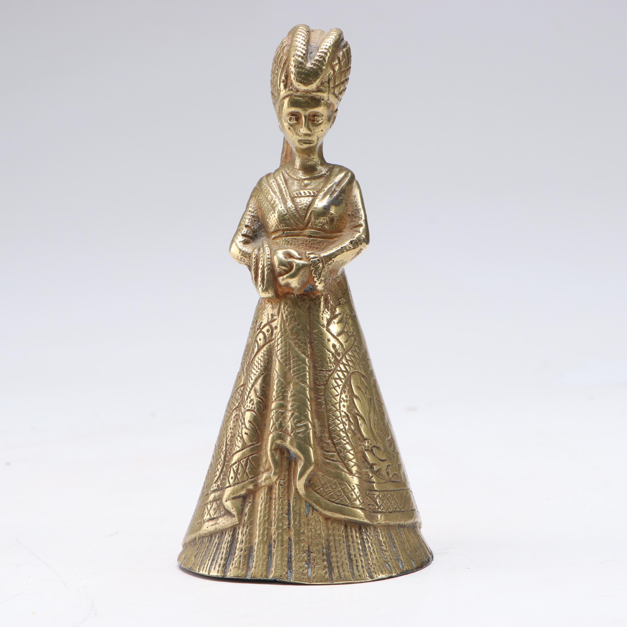 French Gilt Bronze Figural Table Bell, 19th Century