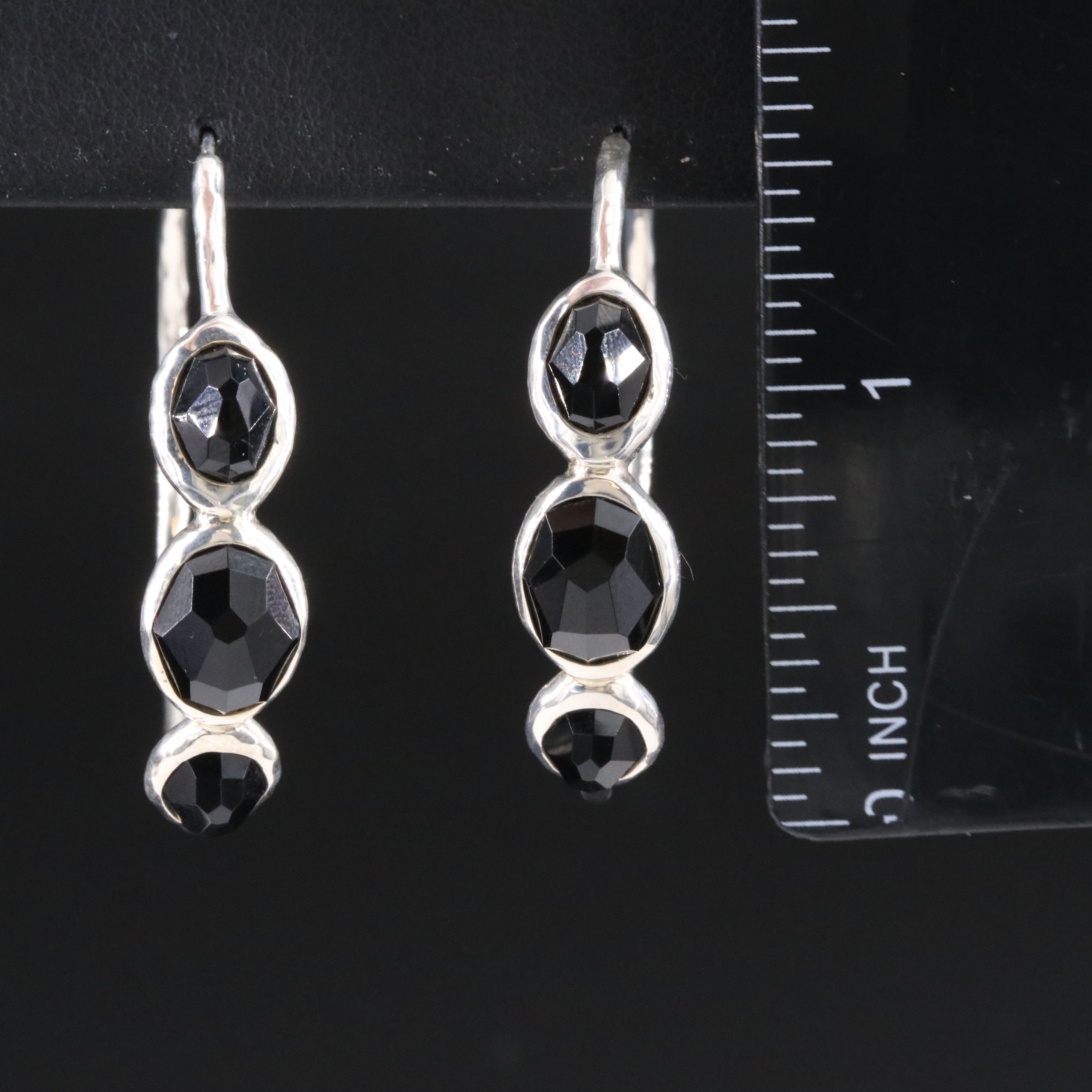 Ippolita Rock Candy Sterling and Black Onyx Hoop Earrings