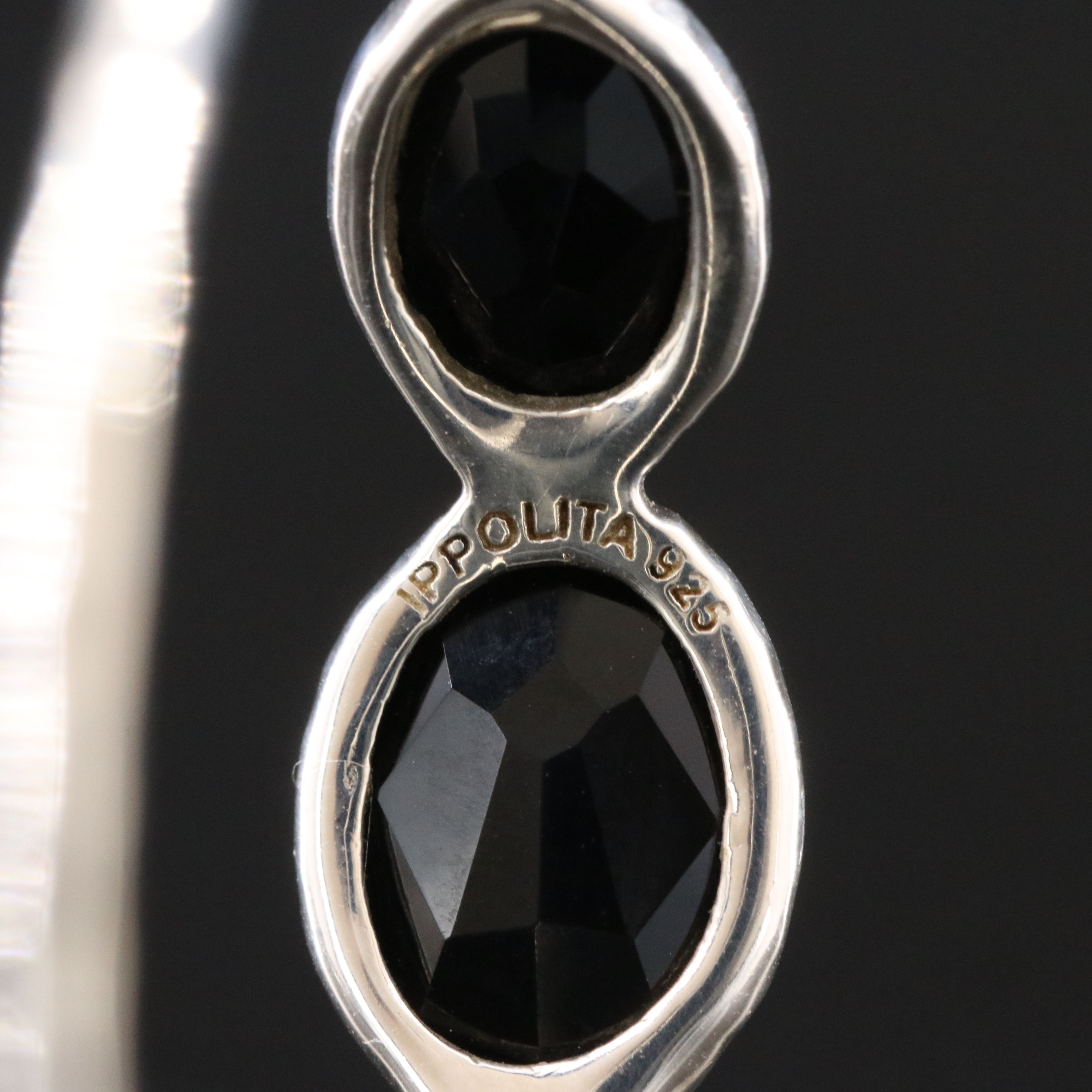 Ippolita Rock Candy Sterling and Black Onyx Hoop Earrings