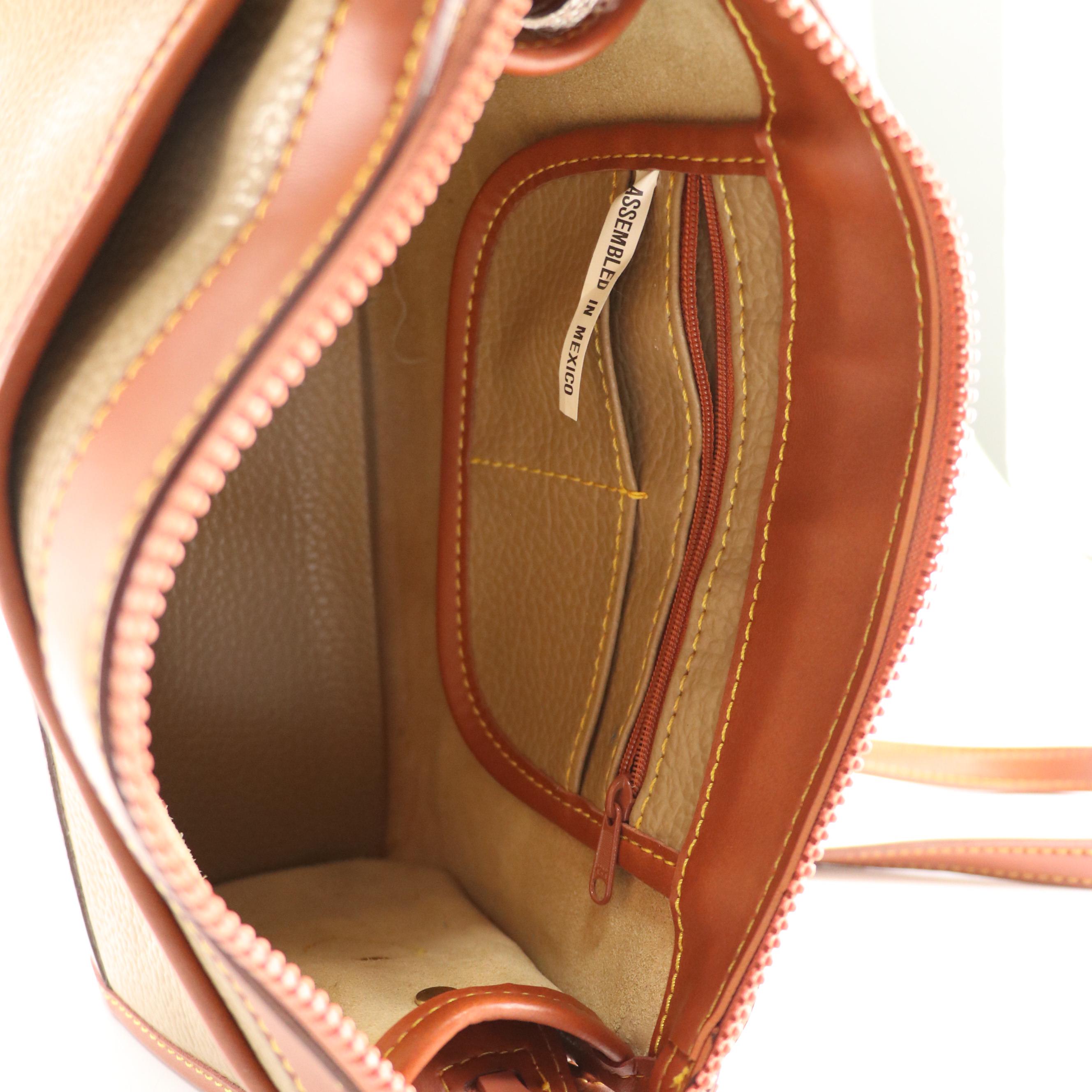 Dooney & Bourke Taupe Leather Crossbody & Coated Straw Tote Bag, Other Straw Bag