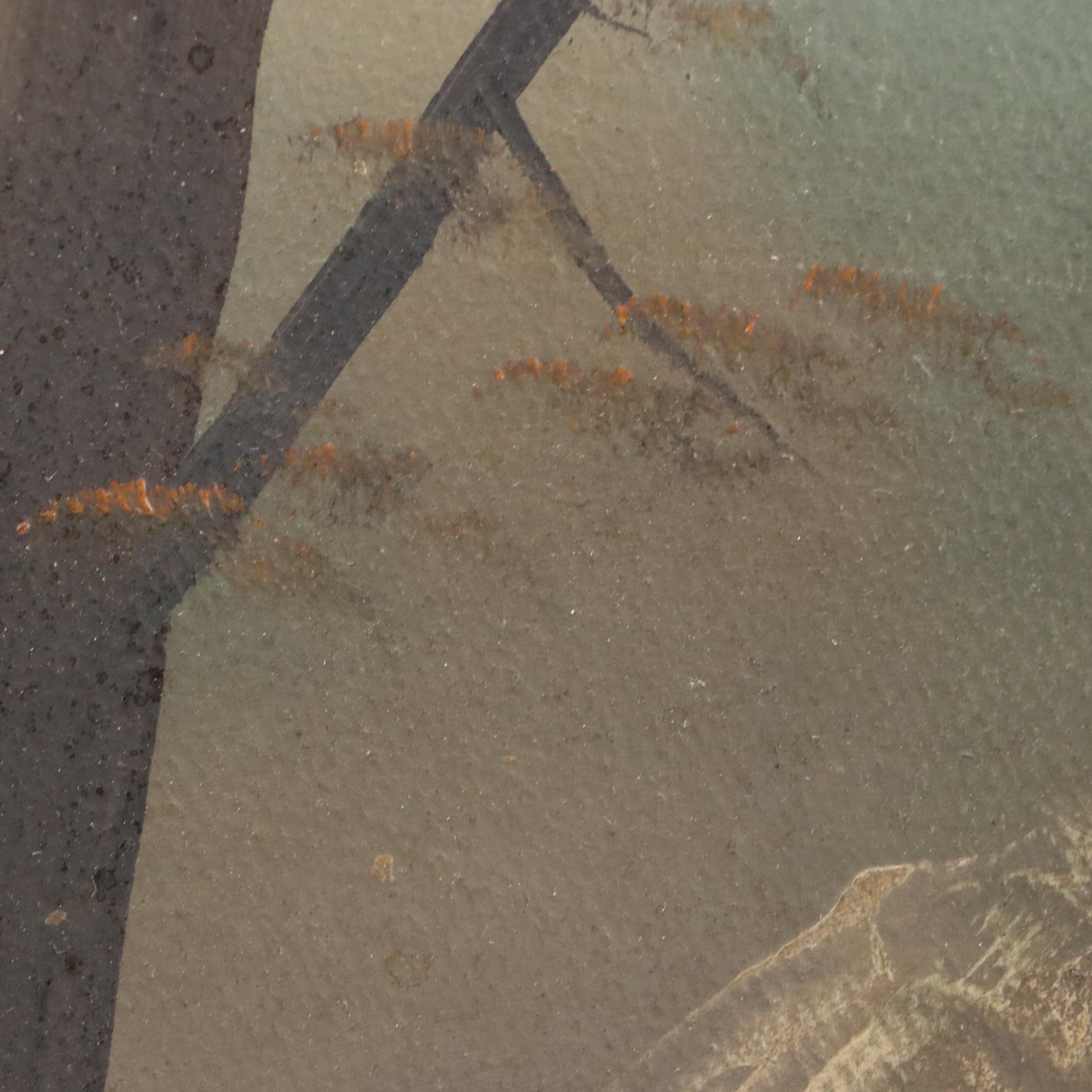 Oil Painting of Lake Scene with Distant Mountain, 19th to Early 20th Century