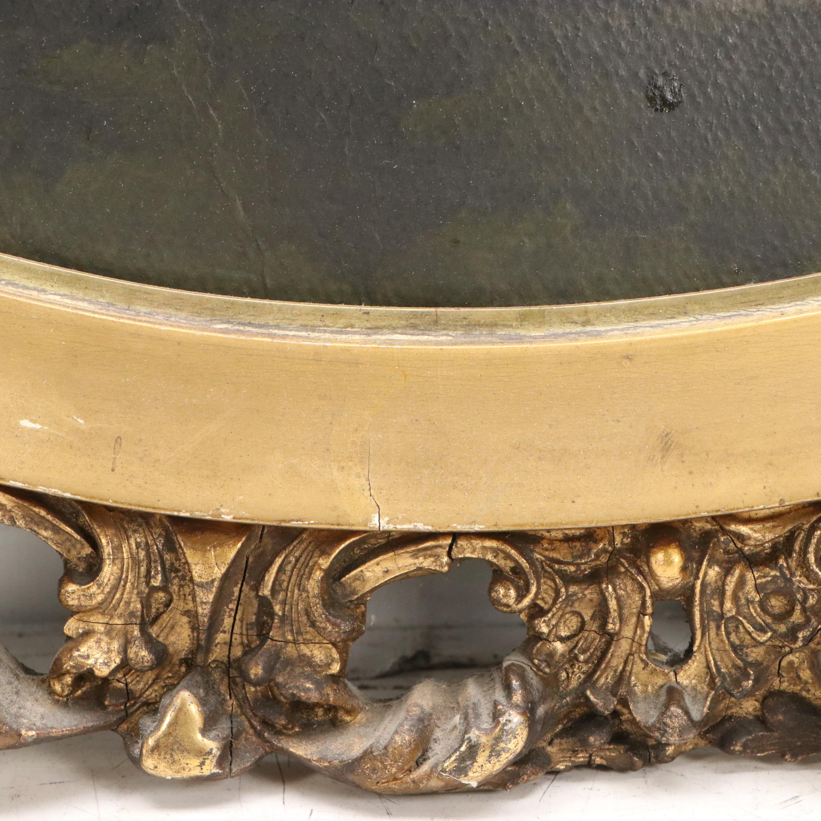 Oil Painting of Lake Scene with Distant Mountain, 19th to Early 20th Century