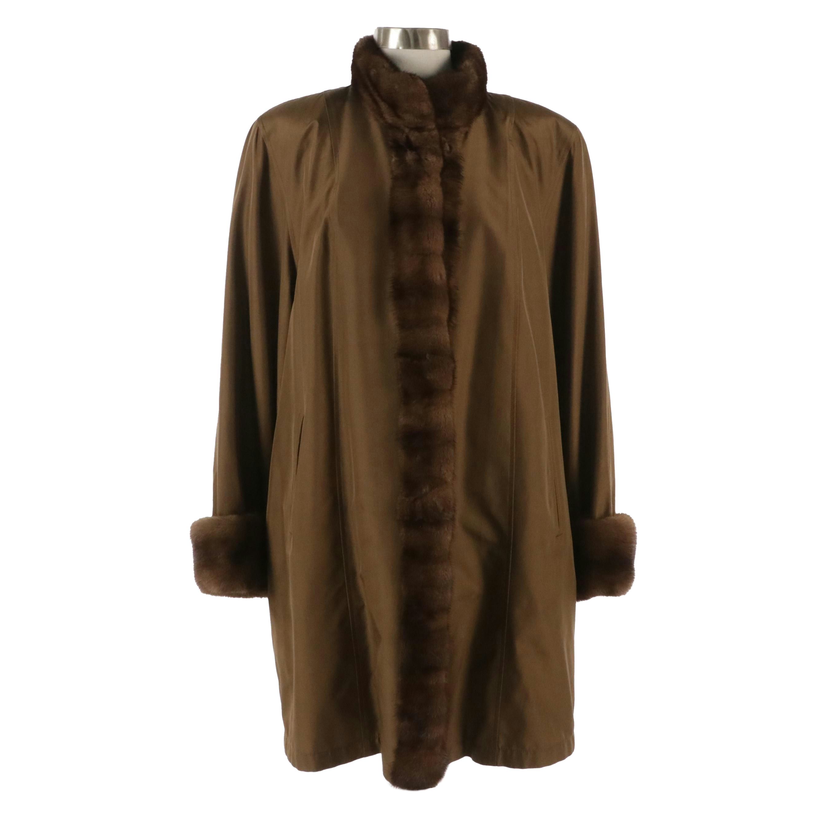 Mink Fur Trimmed Rabbit Fur Lined Reversible Jacket
