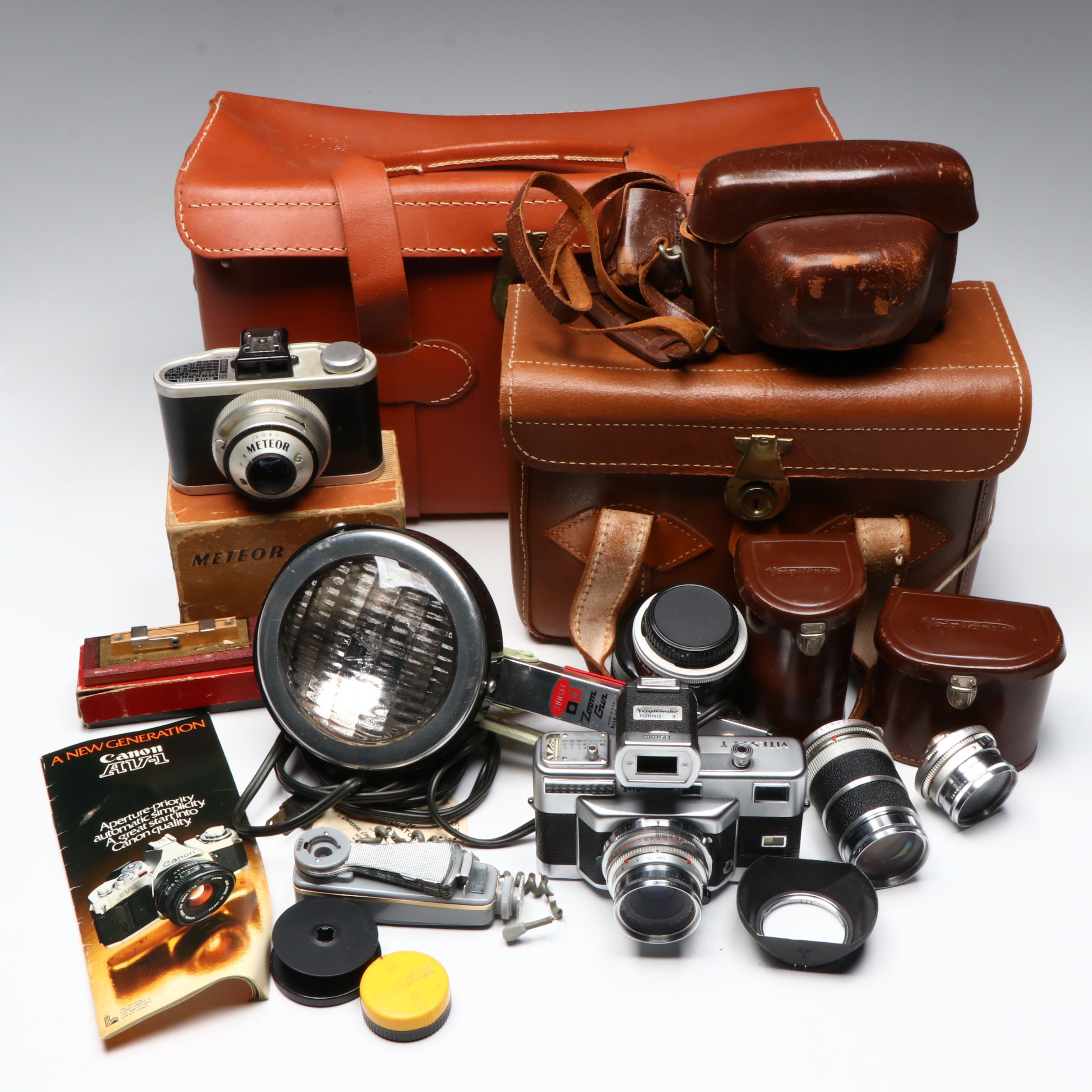 Voigtländer Vitessa with Flash, Lenses, and More Film Photography Accessories