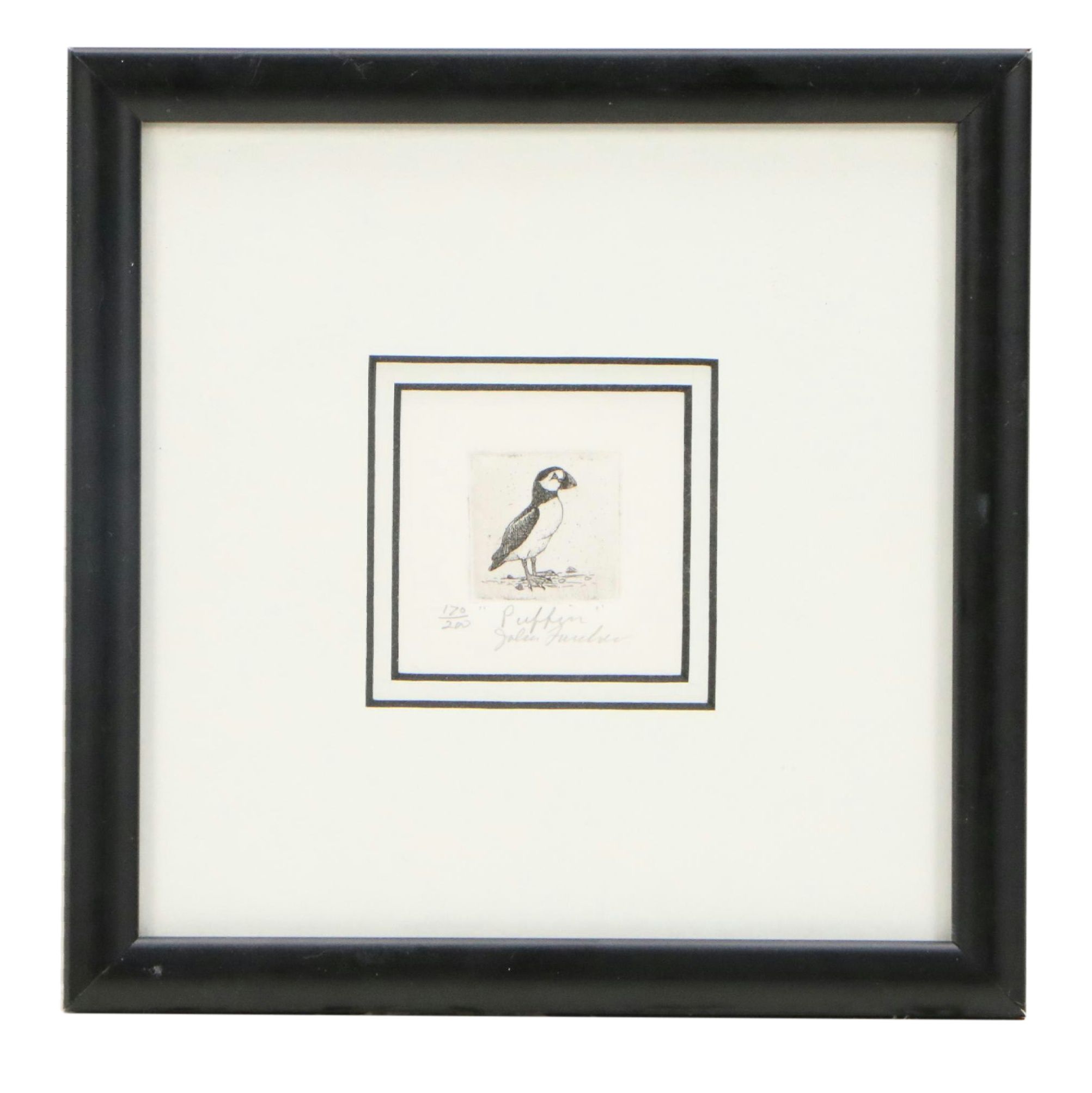 John Furches Miniature Etching "Puffin"